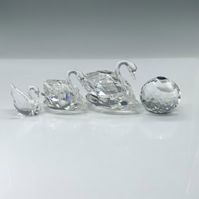 4pc Swarovski Crystal Figurines, Swan Grouping