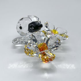 Swarovski Crystal Figurine, Ladybug on Flower