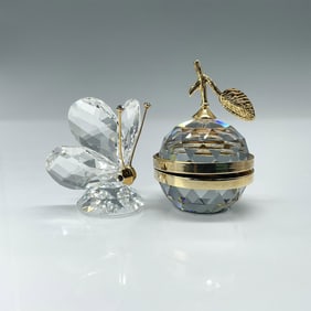 2pc Swarovski Crystal Figurines, Butterfly and Photo Frame