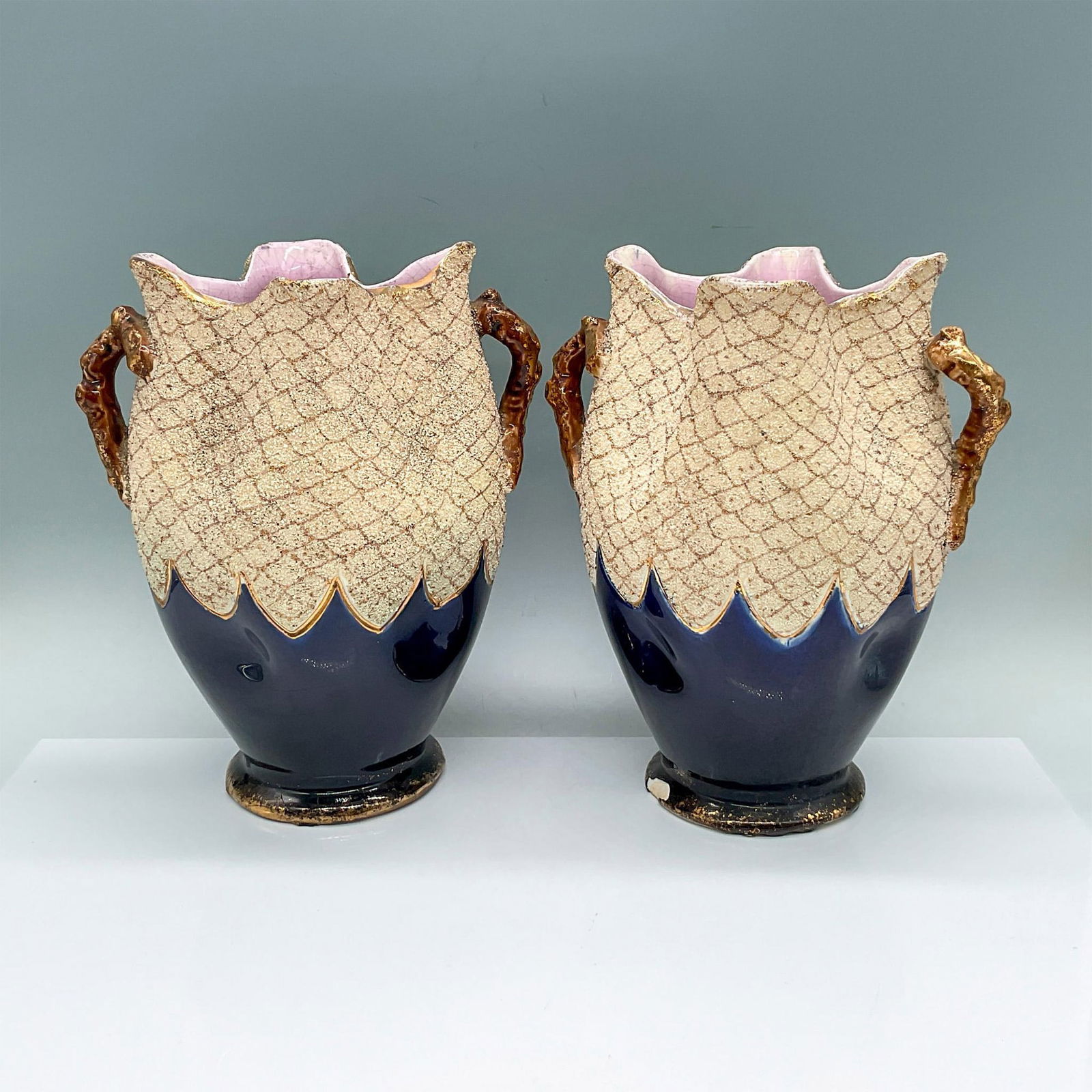 Pair of Antique Thomas Forester & Sons Majolica Vases (1 of 5)