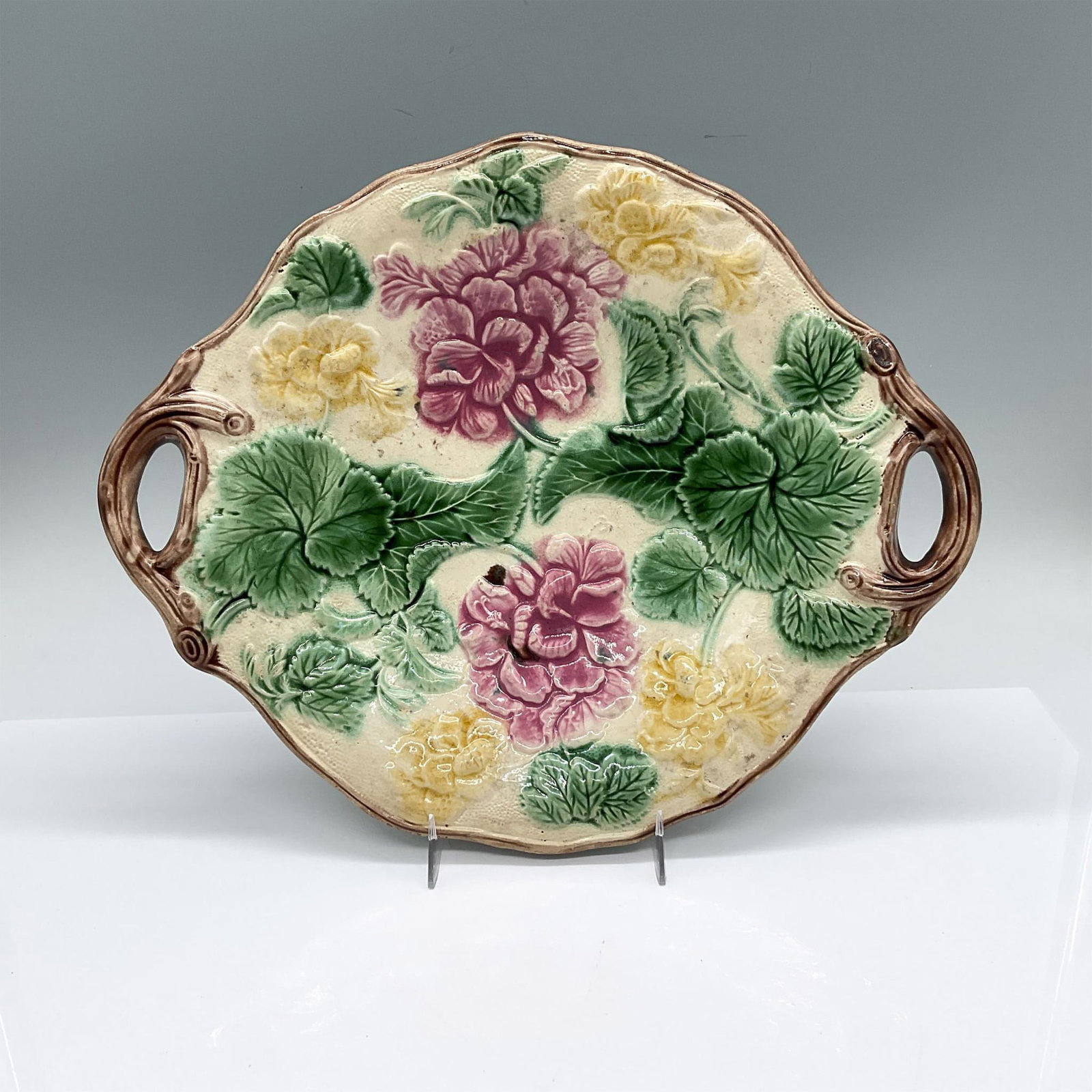Antique GSH Majolica Floral Tray (1 of 3)
