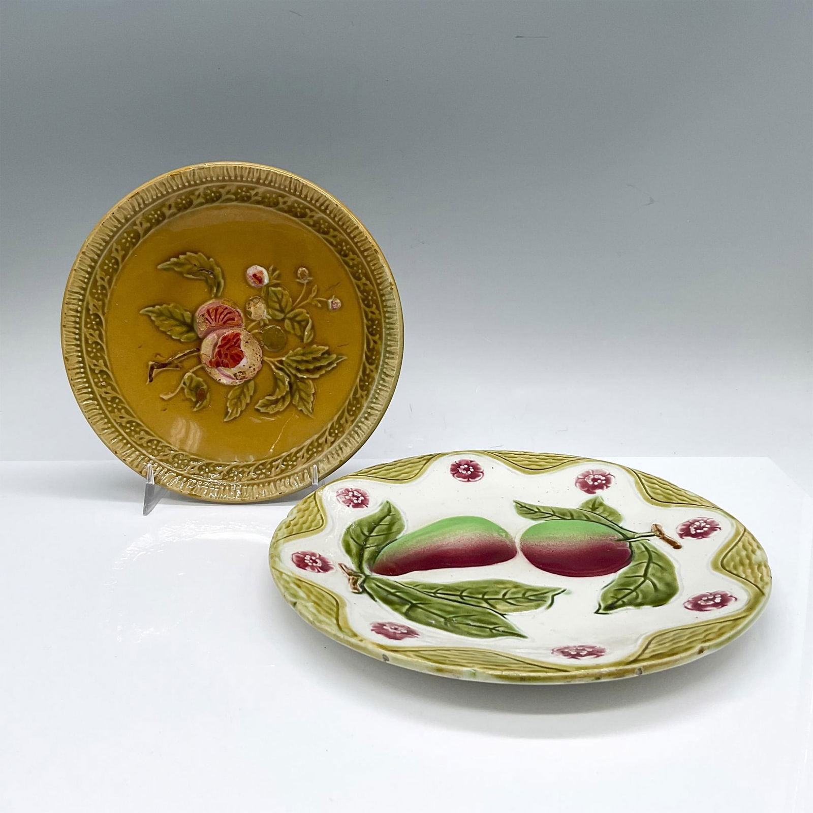 2pc French and German Majolica Fruit Plates (1 of 4)