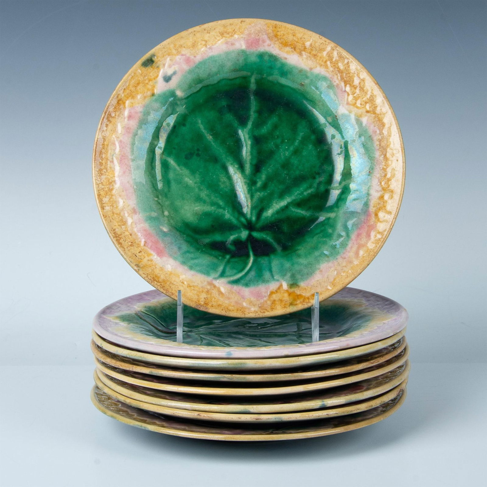 8pc GSH Etruscan Majolica Leaf Plates (1 of 5)