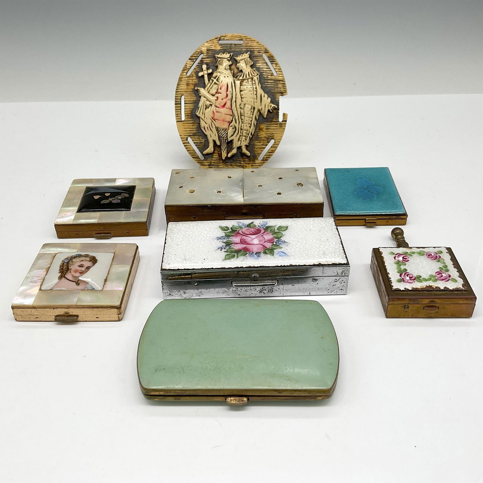 8pc Vintage Enameled and Mother of Pearl Cases (1 of 4)