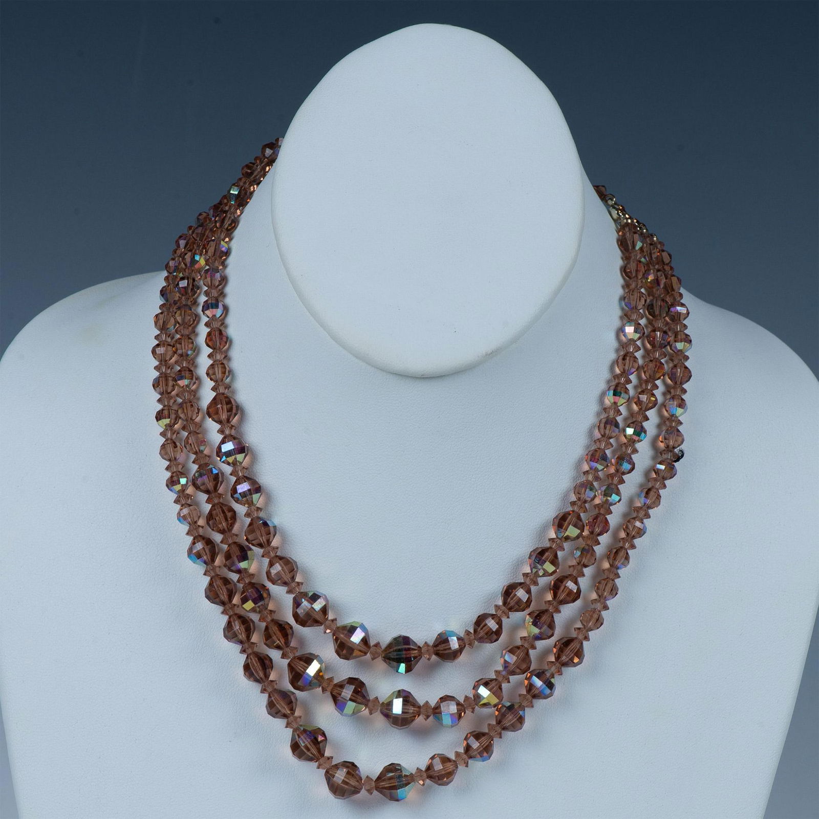 Stunning 3-Strand Iridescent Bead Necklace (1 of 5)