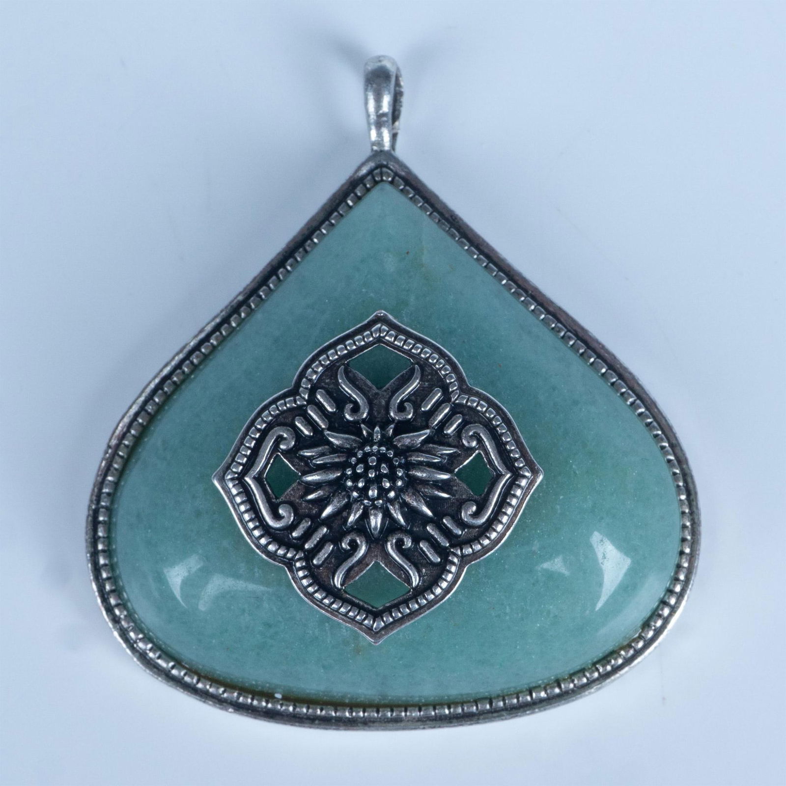 Large Artisanal Sterling Silver & Green Aventurine Pendant (1 of 4)