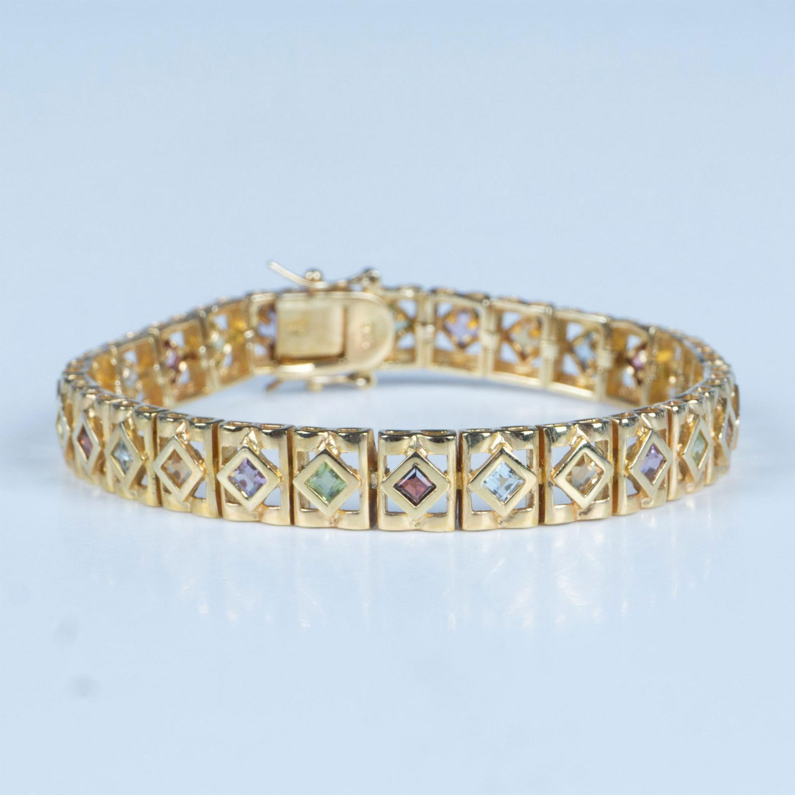 Golden Sterling Silver Multicolor Gemstone Bracelet (1 of 6)
