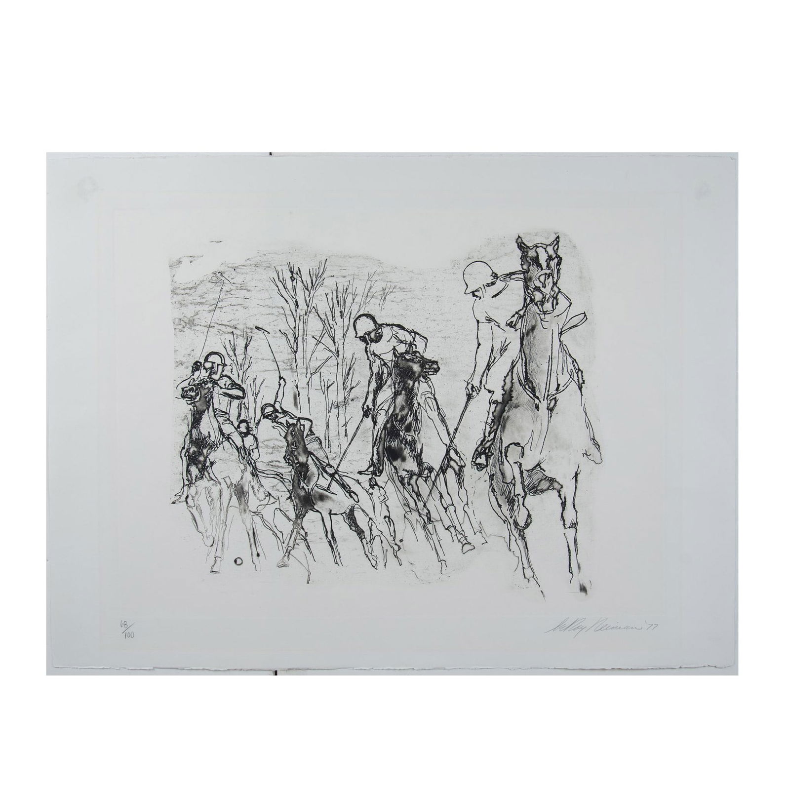 Leroy Neiman, Original Etching on Paper, Mallet Men, Signed (1 of 3)