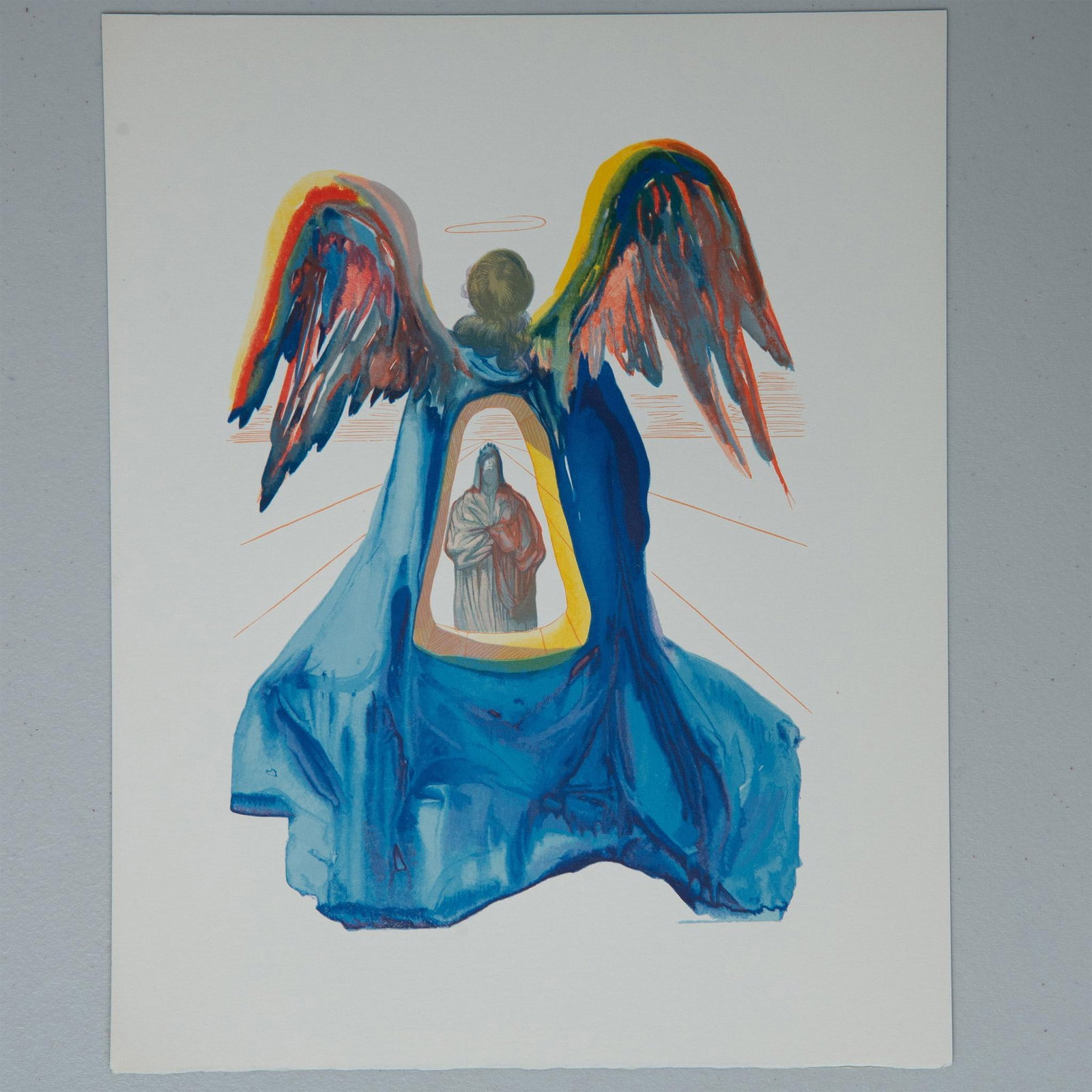 Salvador Dali (After) Original Color Lithograph on Paper: Dante Purified (Purgatory Canto 3) is a vibrant color lithograph on Rives paper after Surrealist artist Salvador Dali's original series of watercolors created for the Divine Comedy. Dali painted the w