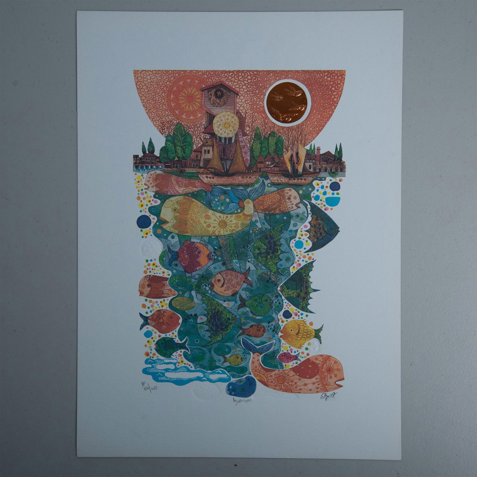Amram Egbi, Embossed Color Lithograph on Laid Paper, Signed (1 of 5)