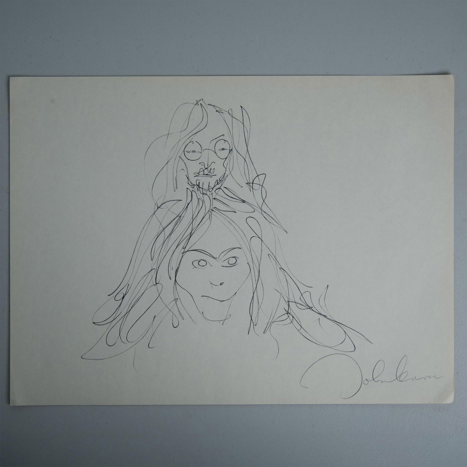 John Lennon, Bag One Lithograph on Paper, John & Yoko: John and Yoko is an awesome erotic lithograph on paper after John Lennon's 1969 Bag One original drawing series that illustrates his wedding and honeymoon with Yoko Ono. Scotland Yard Metropolitan Pol
