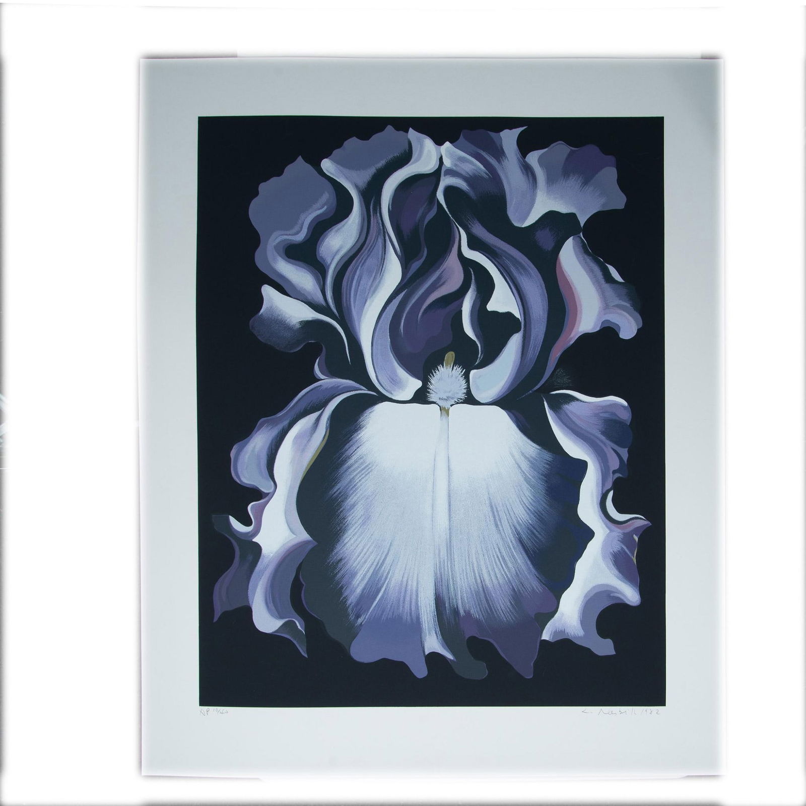 Lowell Nesbitt, Screenprint on Paper, Violet Iris, Signed (1 of 3)