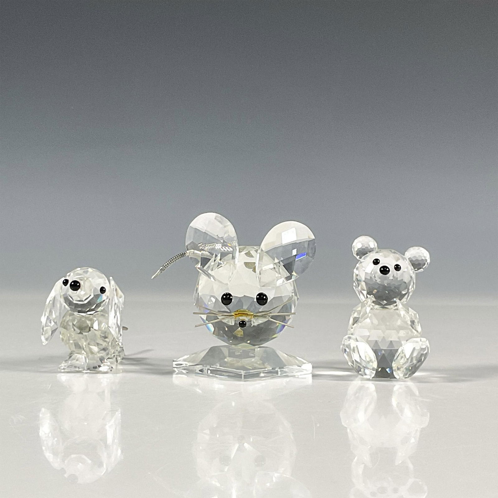 3pc Swarovski Crystal Figurines, Dog, Mouse and Bear (1 of 4)