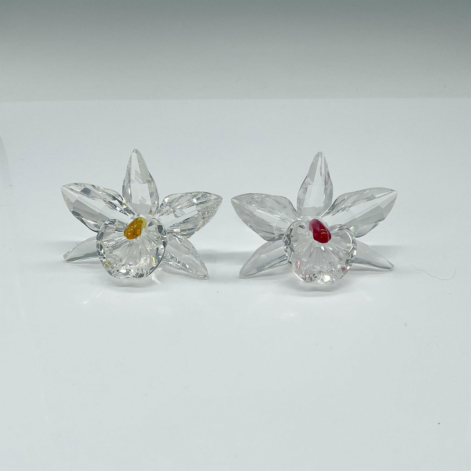 2pc Swarovski Crystal Orchid Paperweights, Pink & Yellow (1 of 3)