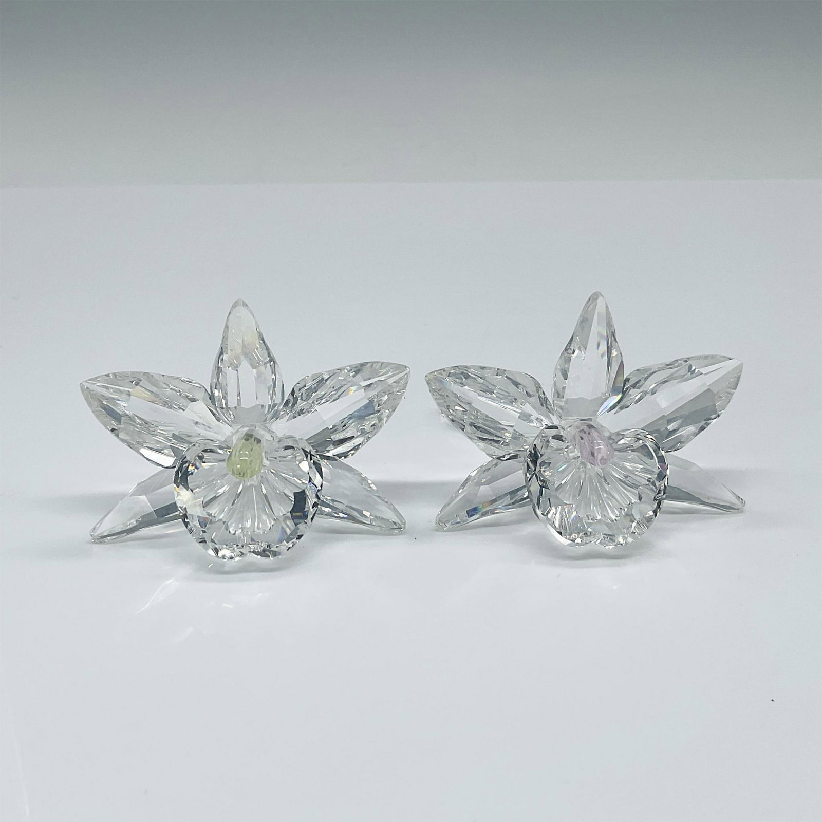 2pc Swarovski Crystal Orchid Paperweights, Pink & Yellow (1 of 3)