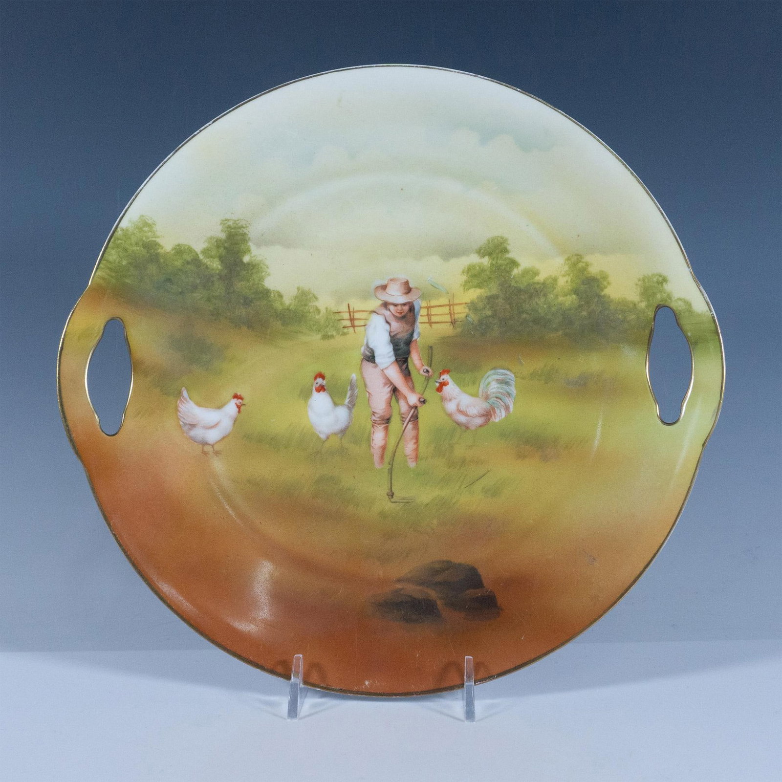 Royal Bayreuth Farmer & Chickens Plate (1 of 2)