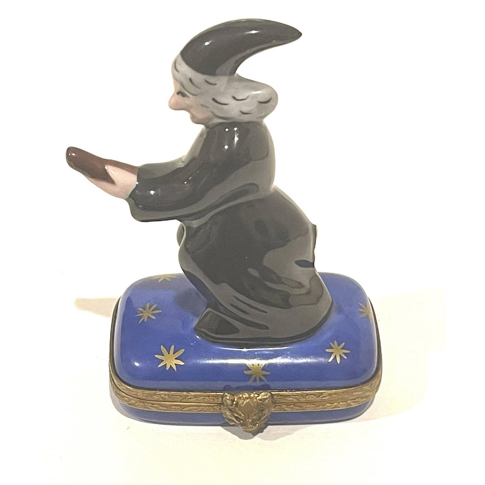 Limited Edition Limoges Keepsake Box, Witch on Broomstick (1 of 5)