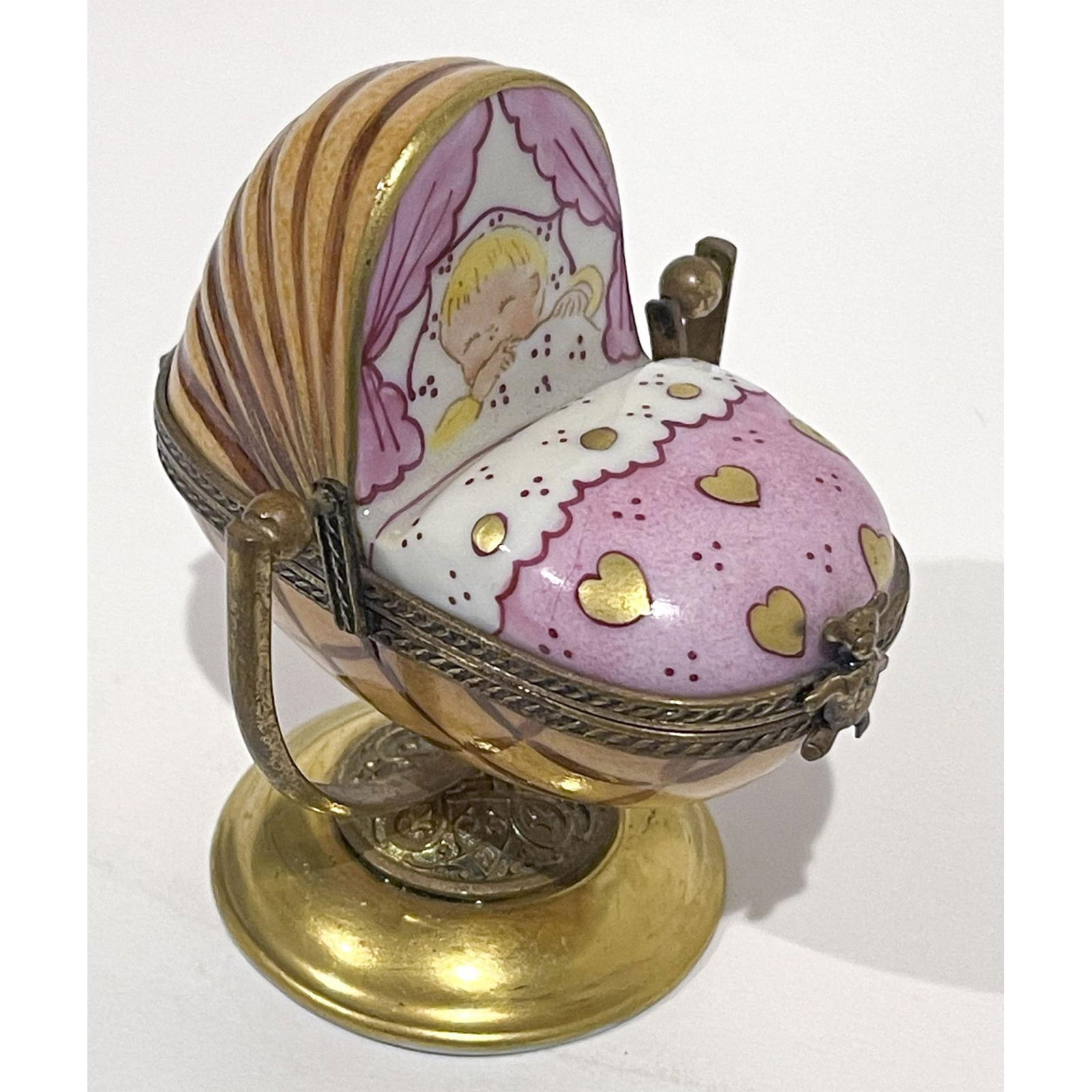 Limoges France Keepsake Box, Baby Carriage Pram Numbered (1 of 7)