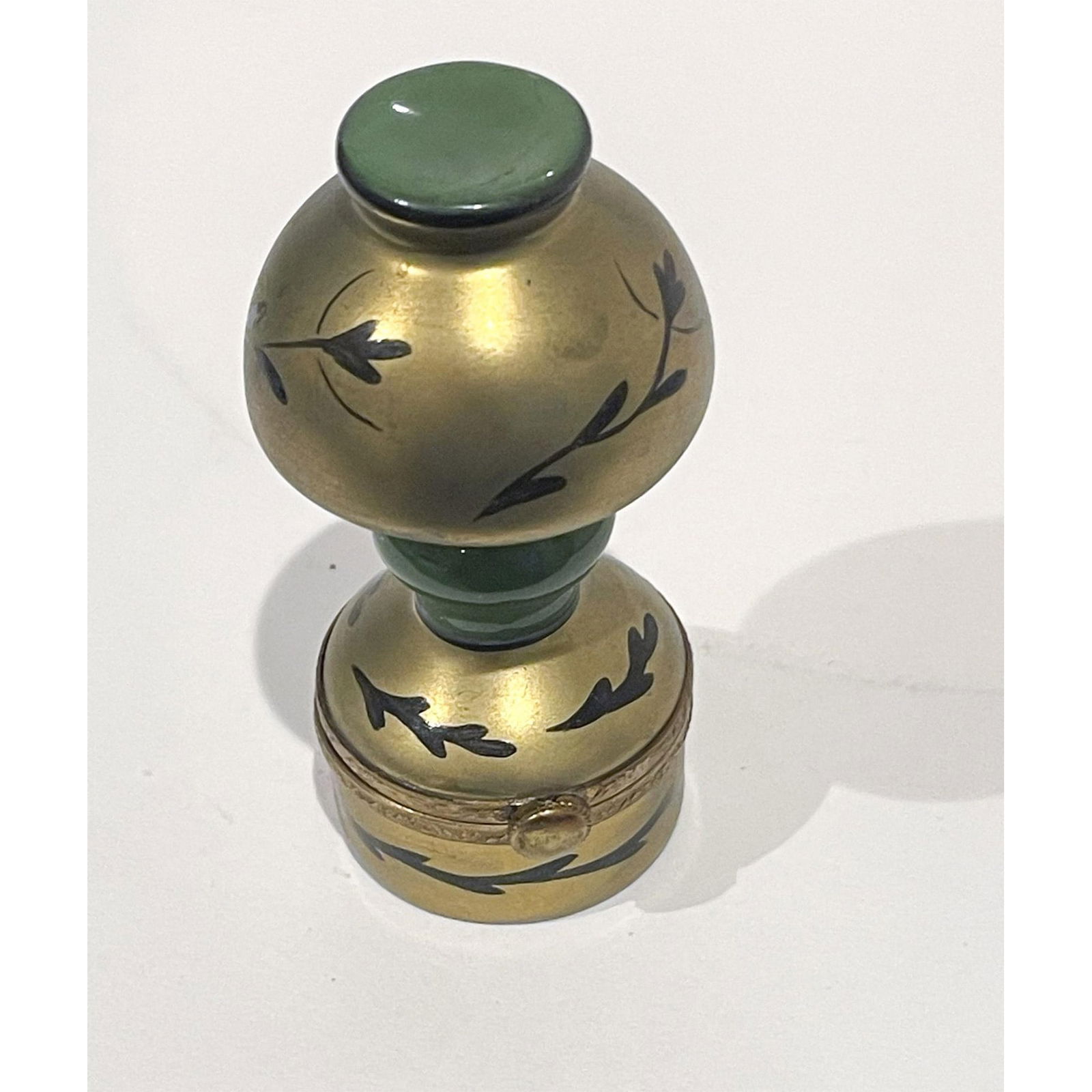 Limoges France Keepsake Box, Gilded Antique Oil Lamp (1 of 3)