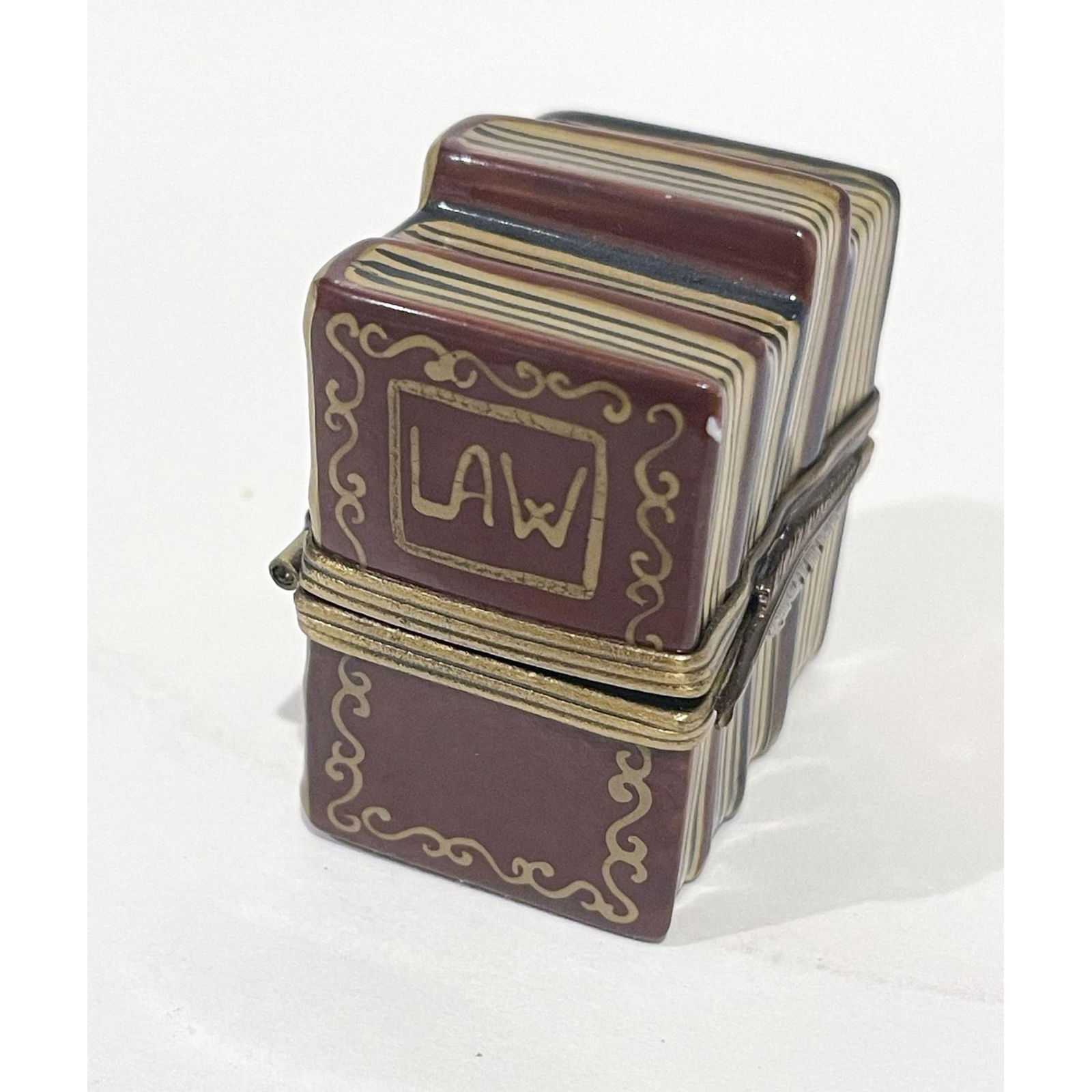 Limoges France Keepsake Box, Law Books on Shelf Numbered (1 of 5)
