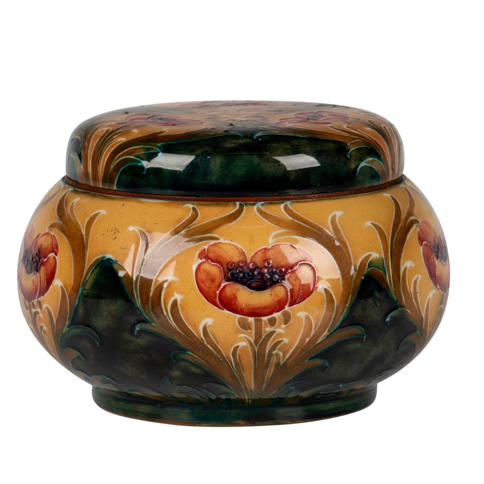 Early Moorcroft for Macintyre Covered Tobacco Jar, Poppy (1 of 8)