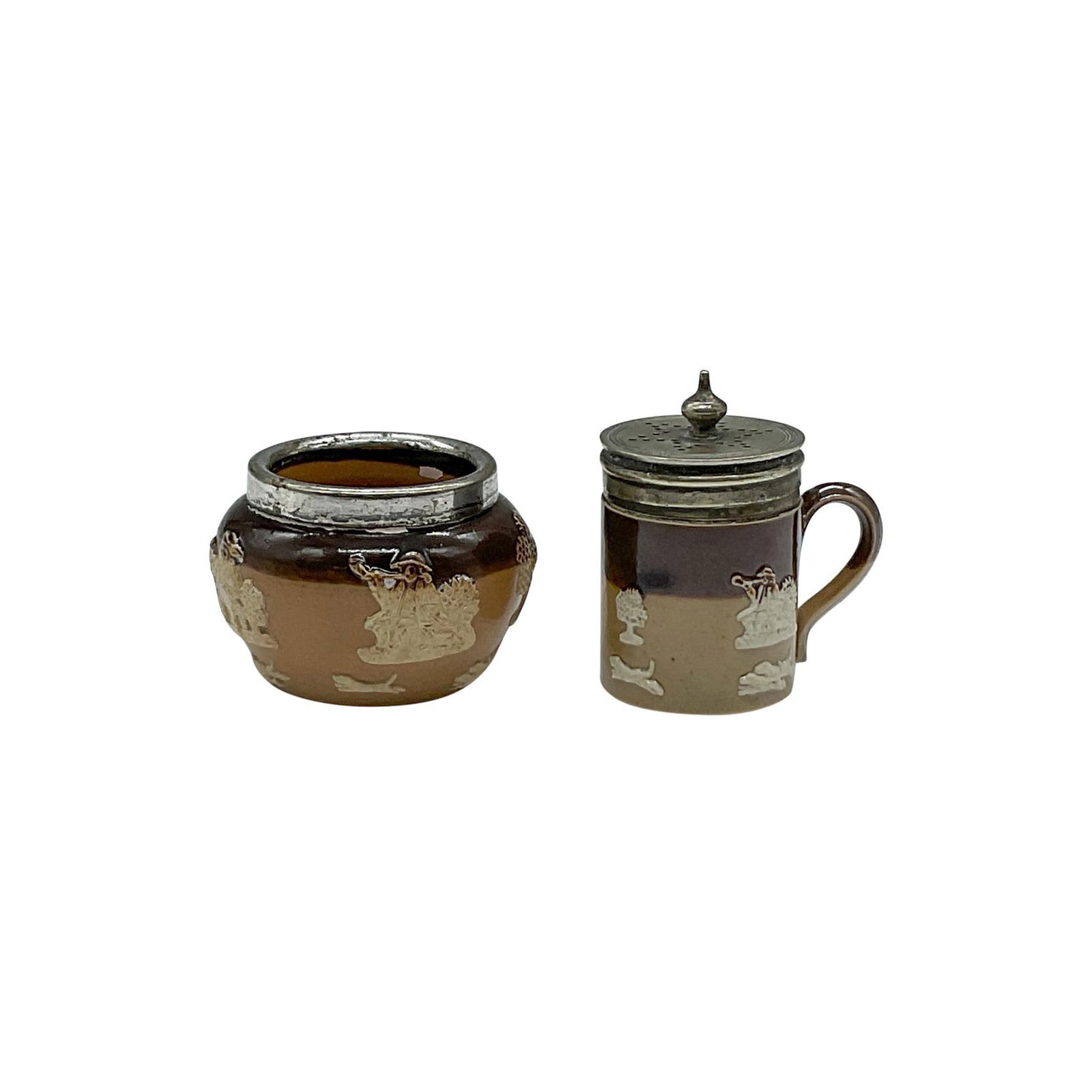 Doulton Lambeth Mini Salt Cellar and Pepper Shaker (1 of 4)
