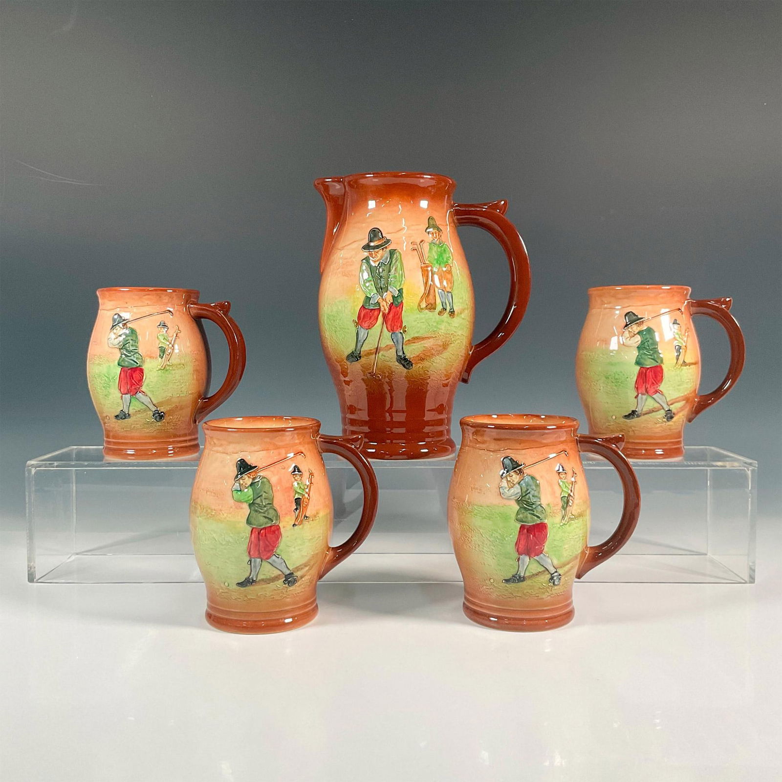 5pc Royal Doulton Seriesware Pitcher and Mugs Set, Golfers (1 of 3)