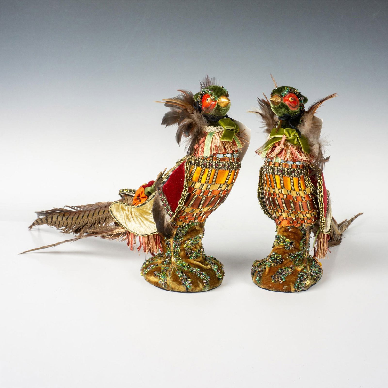 2pc Mackenzie Childs Encrusted Figures, Pheasants (1 of 10)