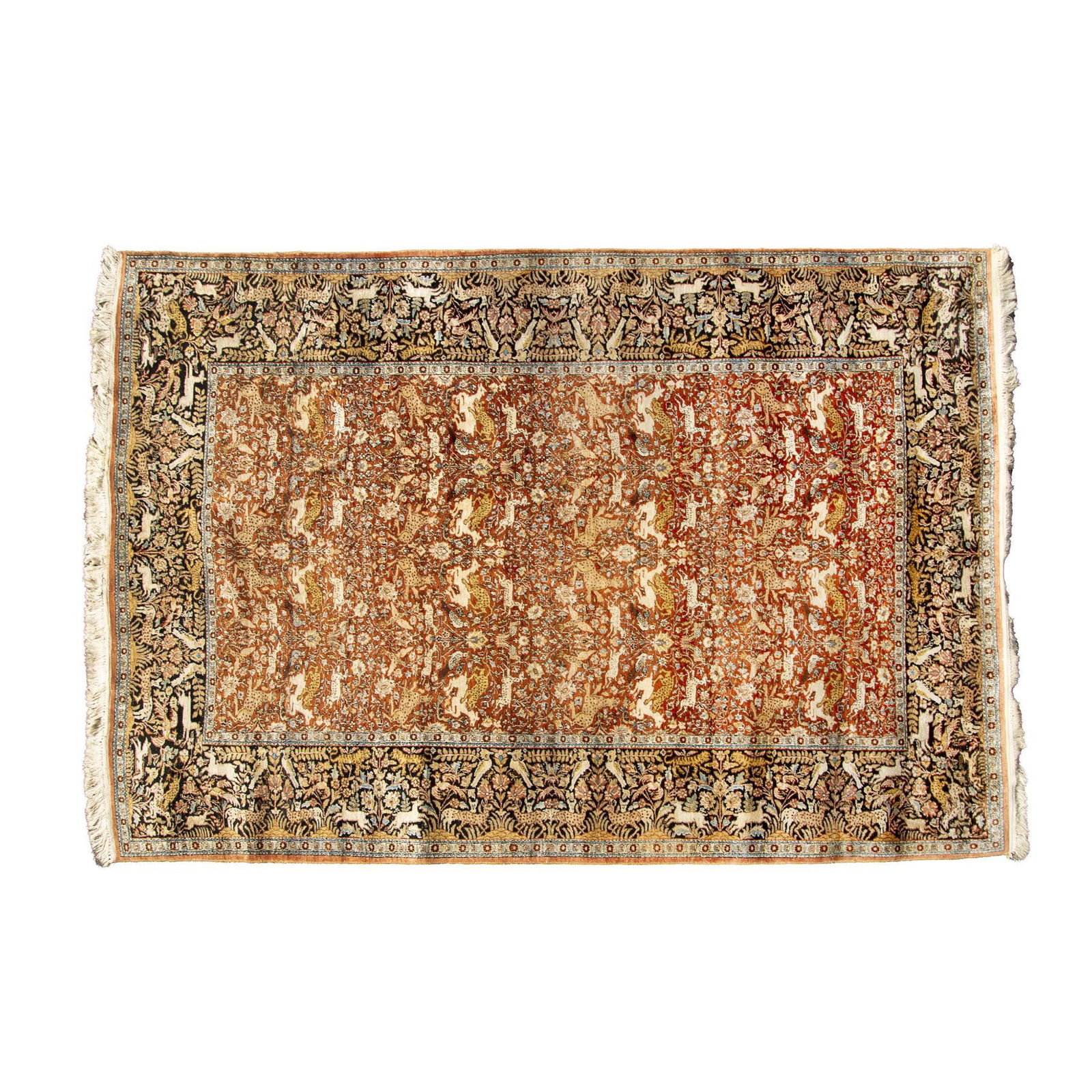 Burnt Orange and Black Wool Area Rug (1 of 4)