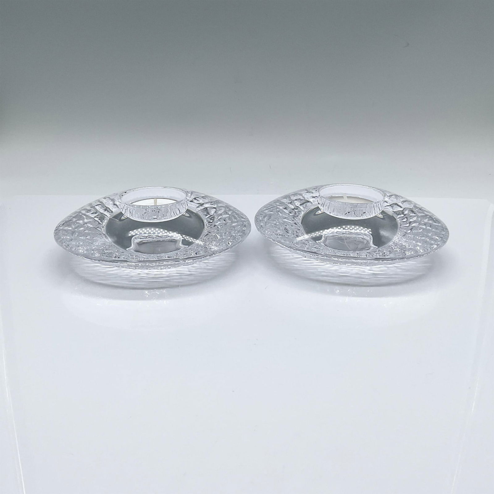 Pair of Orrefors Crystal Candle holders, Discus (1 of 3)