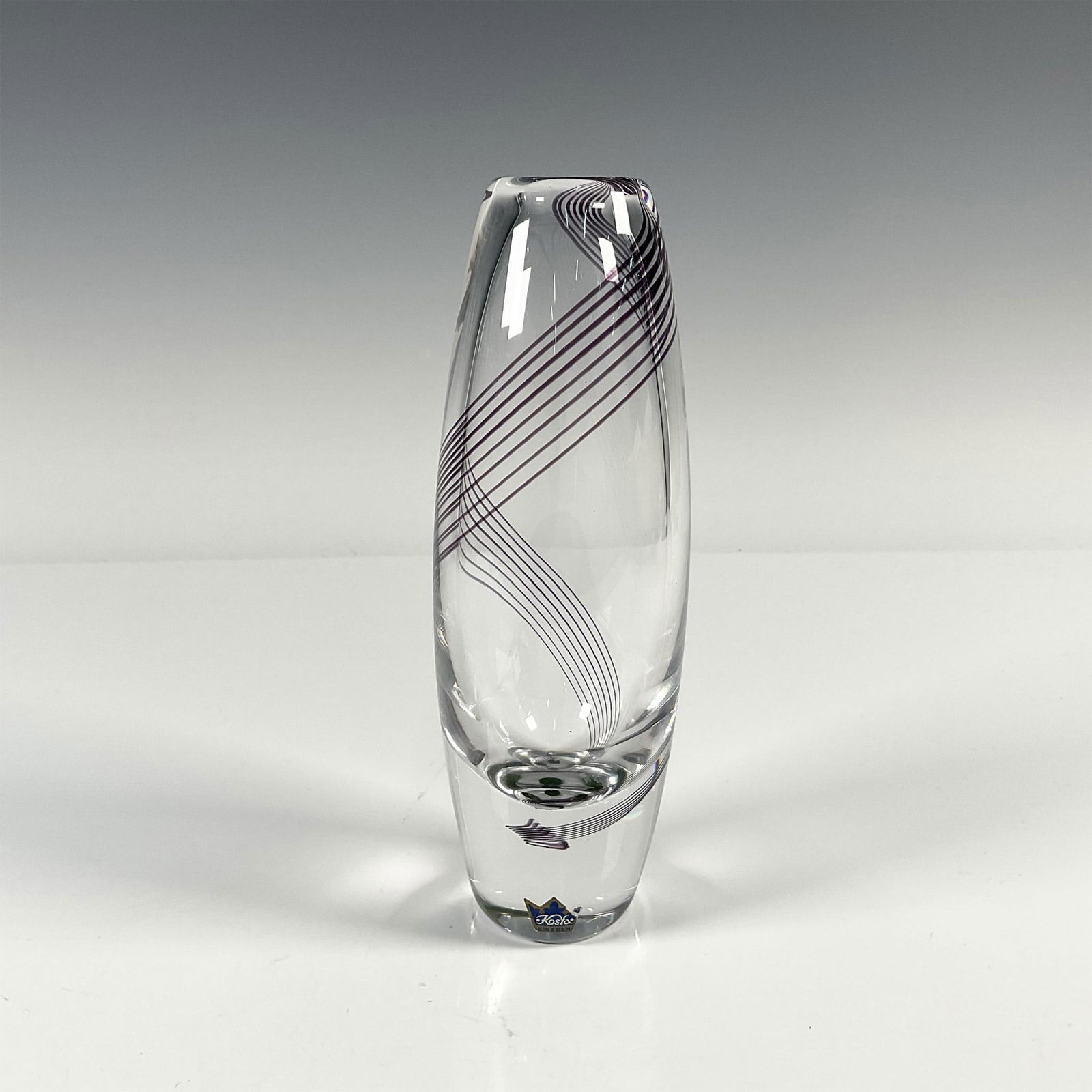 Kosta Boda Crystal Bud Vase With Black Swirl (1 of 3)