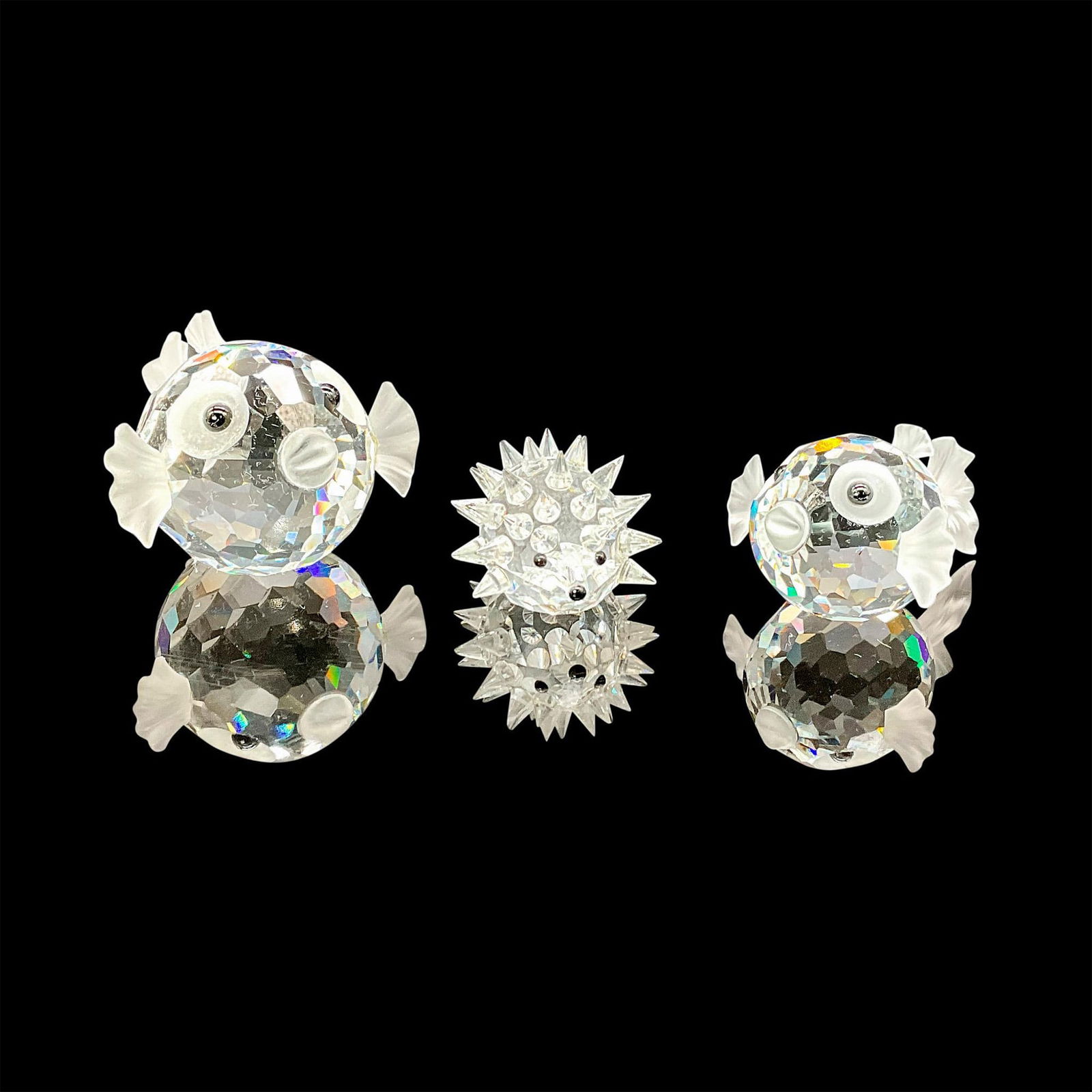 3pc Swarovski Crystal Figurine, Puffer Fish and Hedgehog (1 of 3)