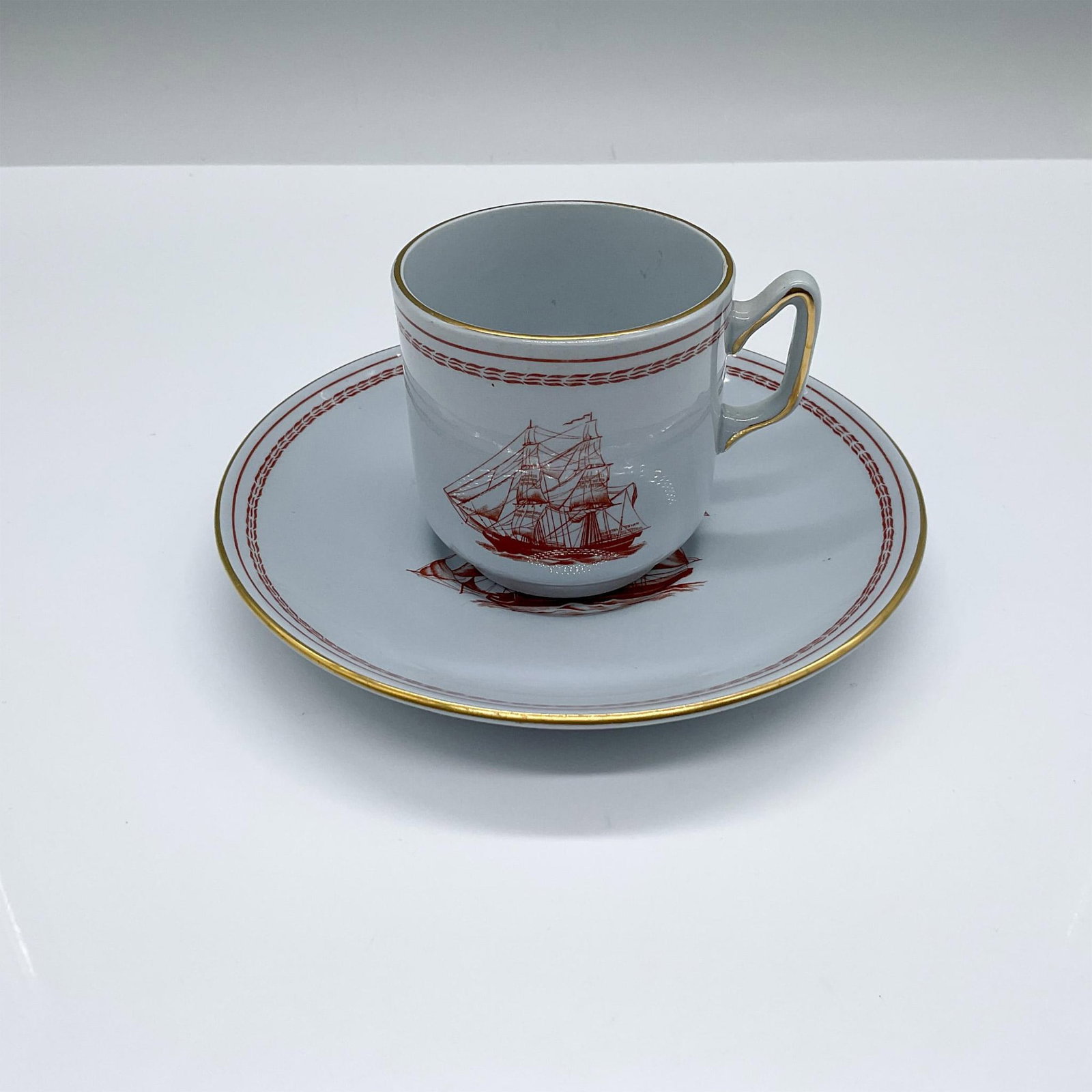 2pc Spode Trade Winds Red Cup & Saucer Set, Brig. Eliza 1865 (1 of 3)