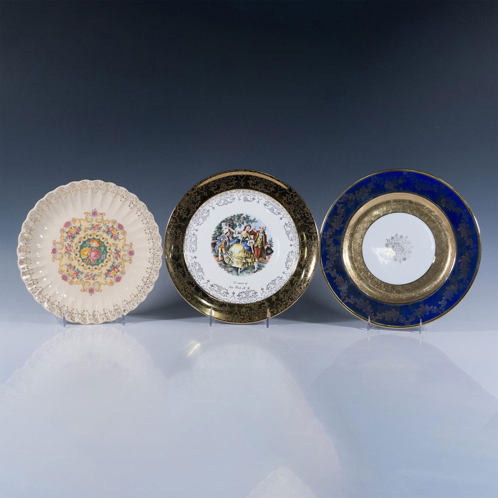 3pc 22 Karat Gold Plated Cabinet Plates (1 of 3)