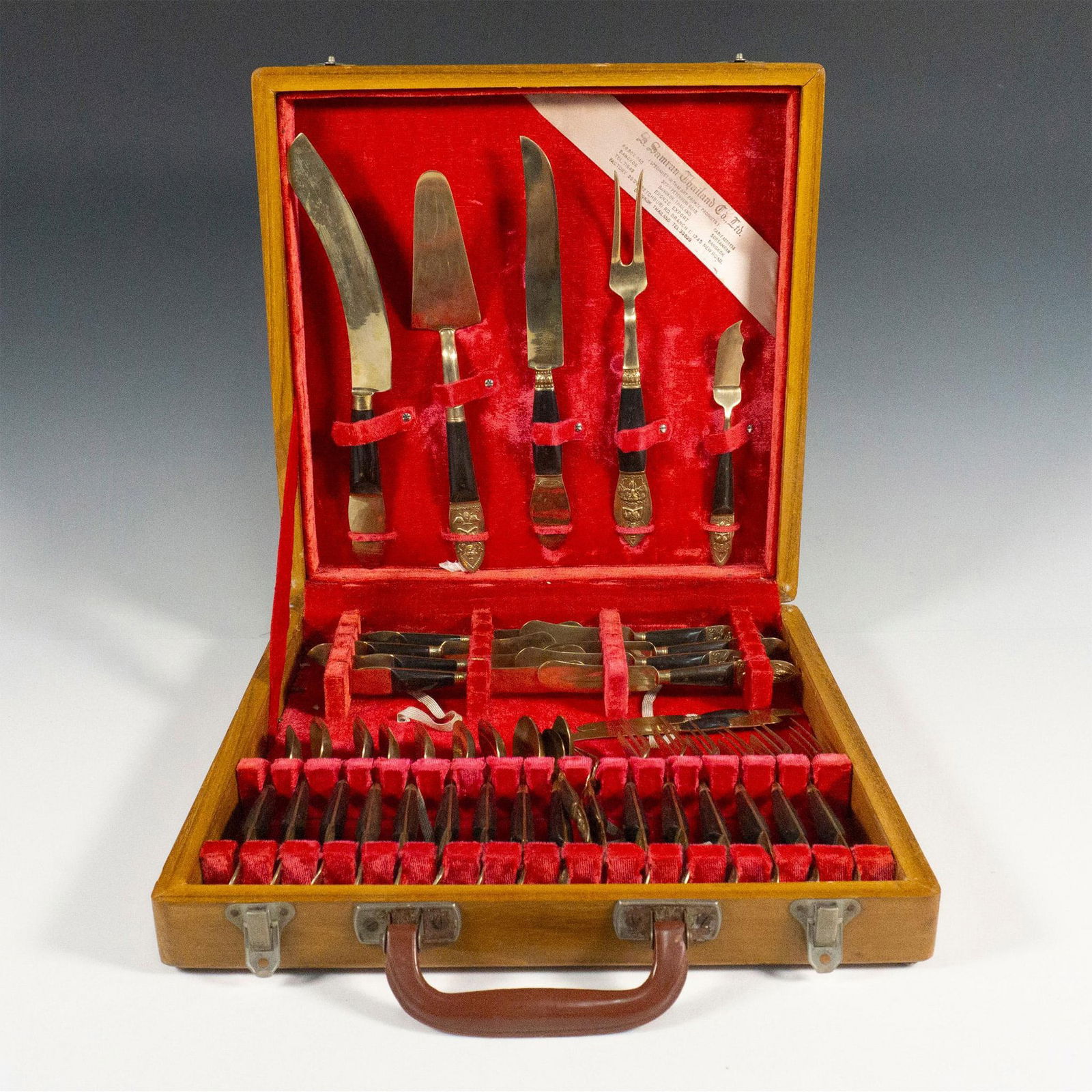 33pc Samran Thailand Co Art Bronze Brass and Wood Flatware (1 of 6)