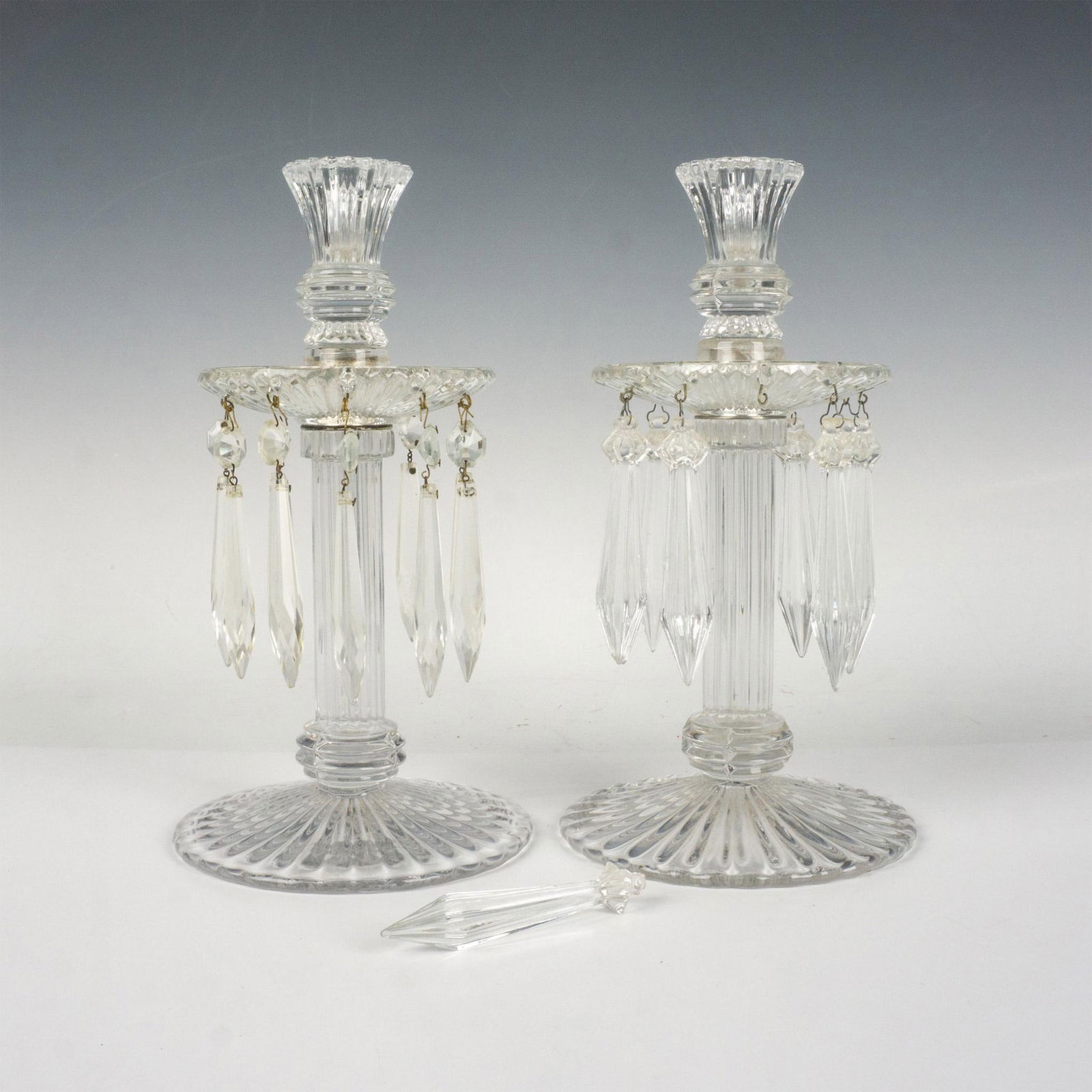 Pair of Vintage Heisey Glass Candle Holders, Ridgeleigh (1 of 5)
