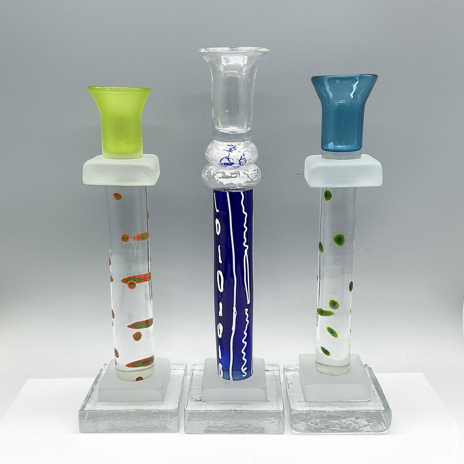 3pc Adam Aaronson Art Glass Abstract Candlesticks (1 of 2)