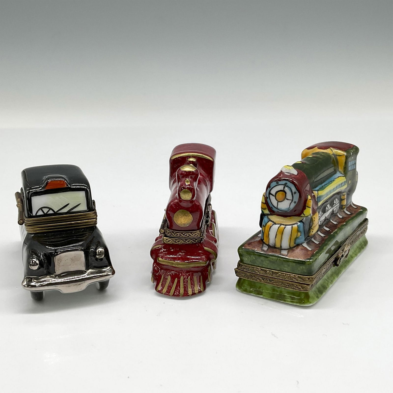 3pc Limoges Collectible Trinket Boxes, Transportation (1 of 4)