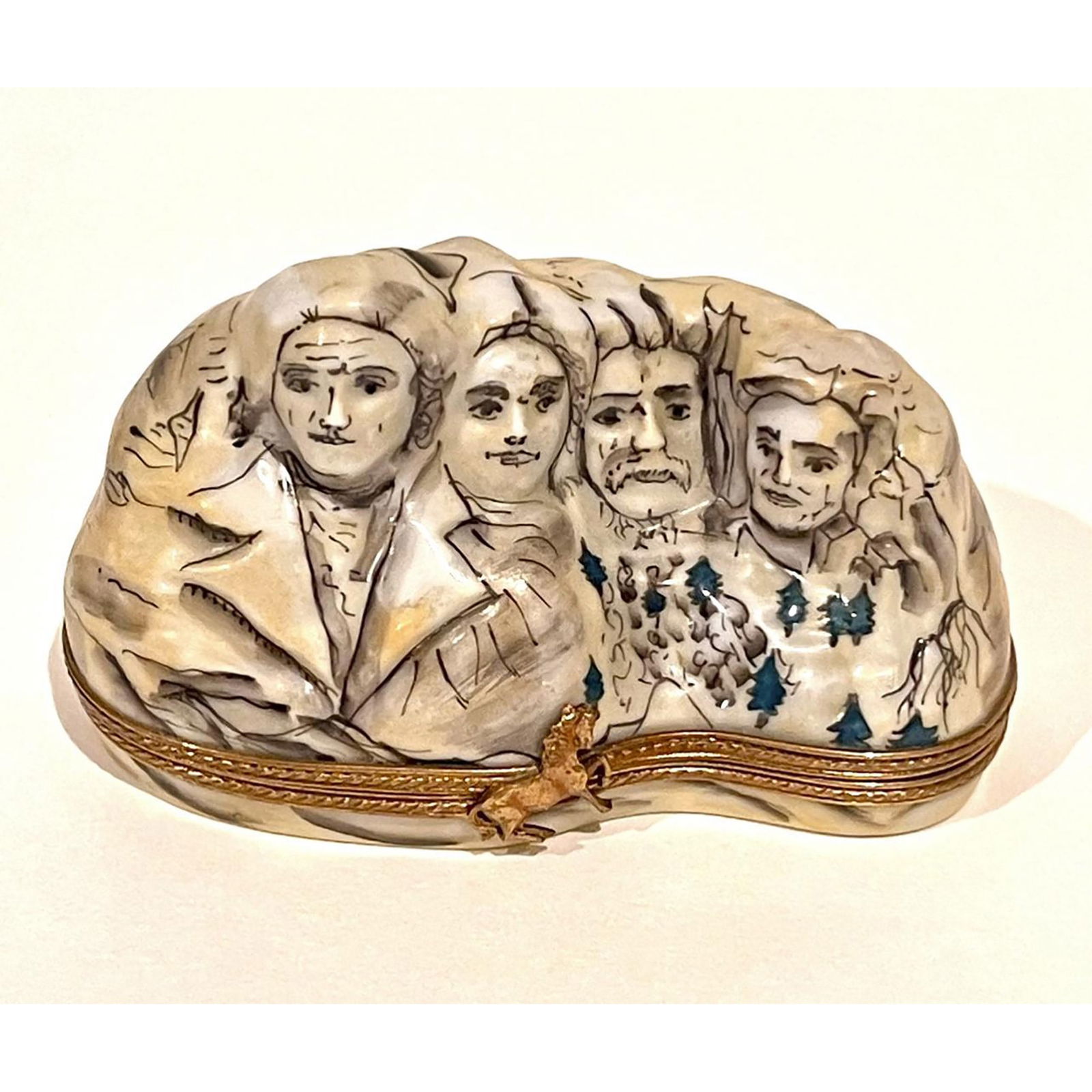 Limoges France Keepsake Box, Mount Rushmore Presidents (1 of 8)