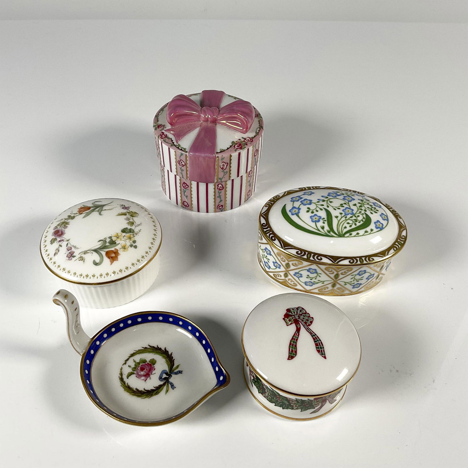 5pc Porcelain Trinket Boxes and Ring Stand (1 of 3)