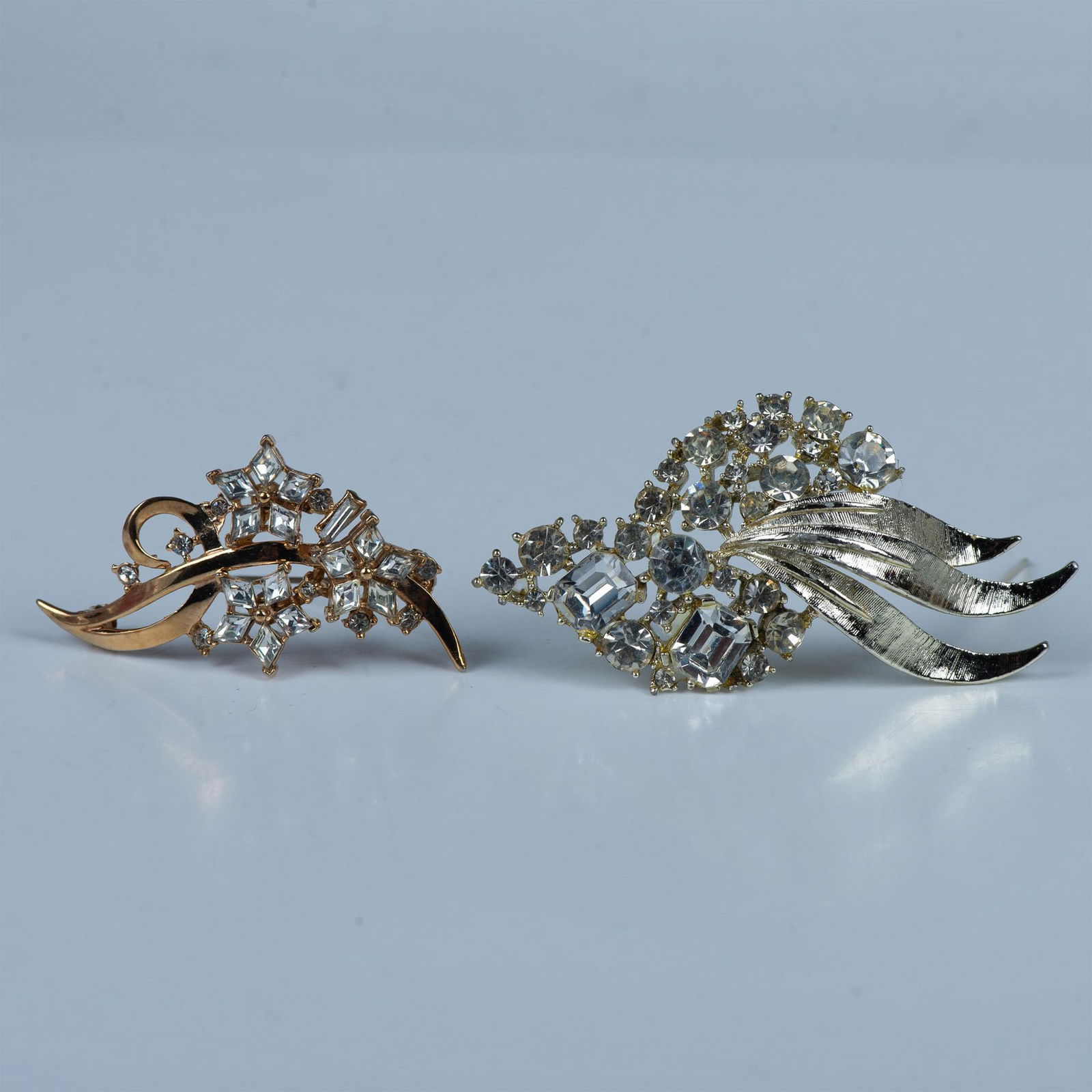 2pc Vintage Floral Rhinestone Brooches (1 of 5)