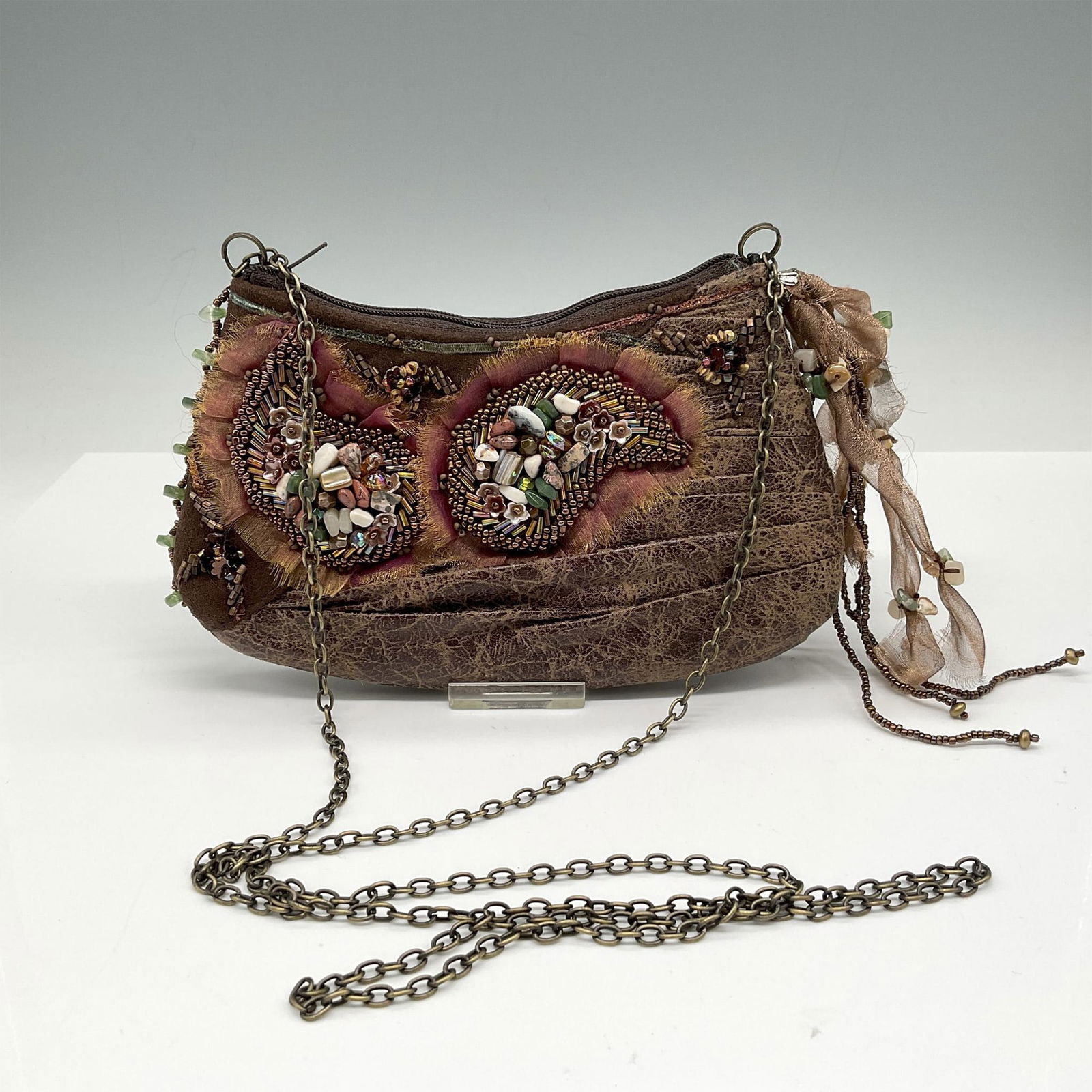 Vintage Mary Frances Suede Beaded Shoulder Bag (1 of 3)