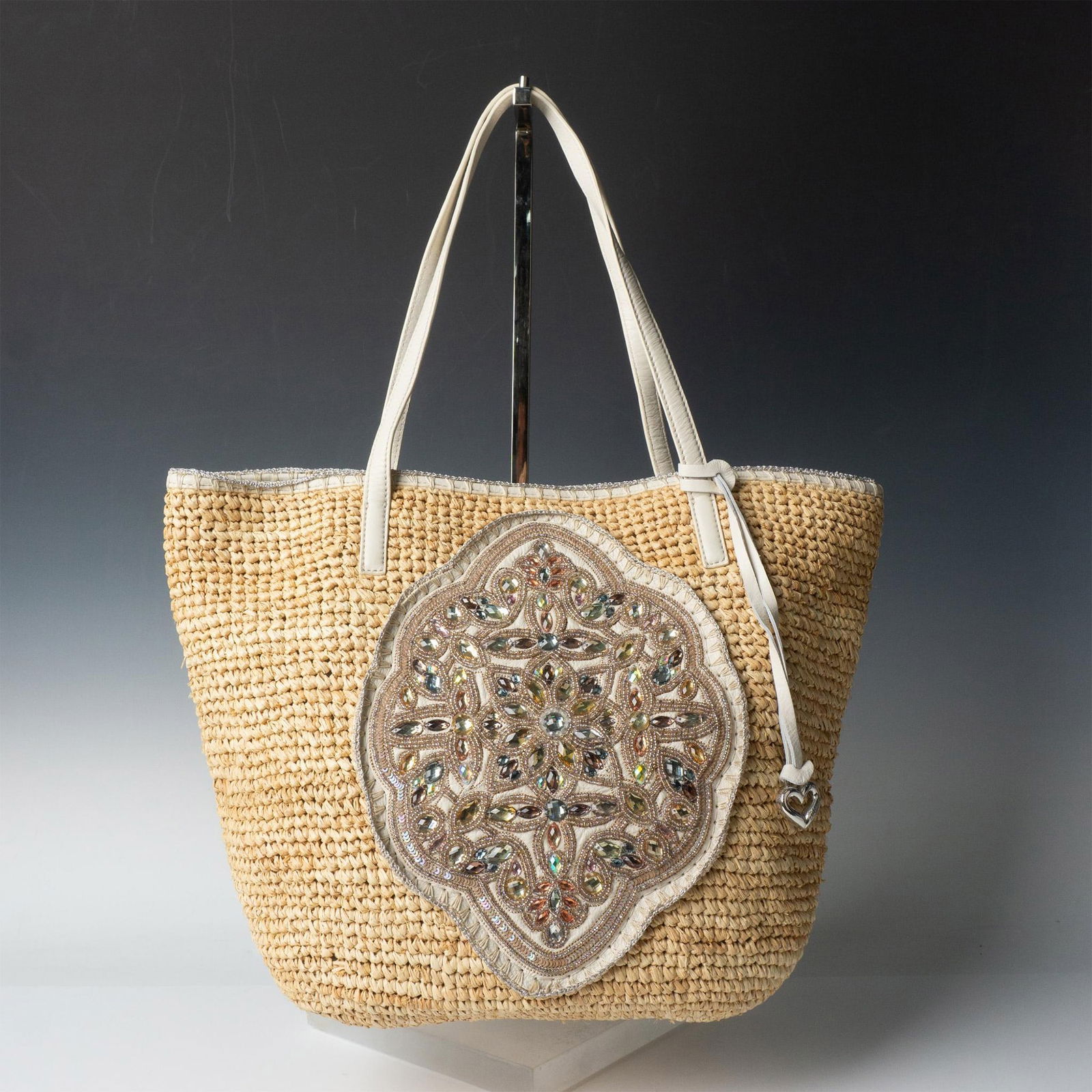 Brighton Straw and Leather Tote Bag with Jewels (1 of 6)