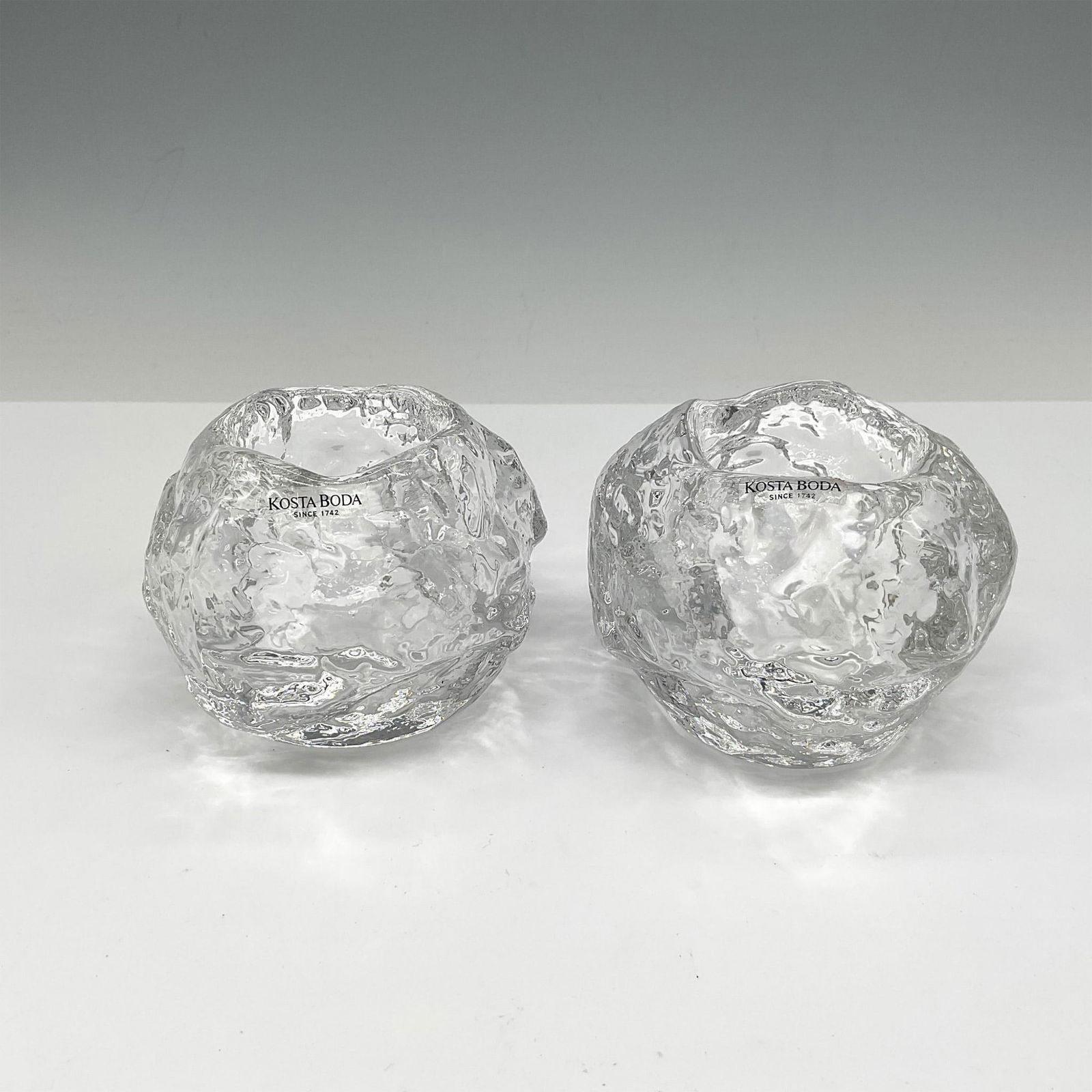 Pair of Vintage Kosta Boda Snowball Votives (1 of 4)