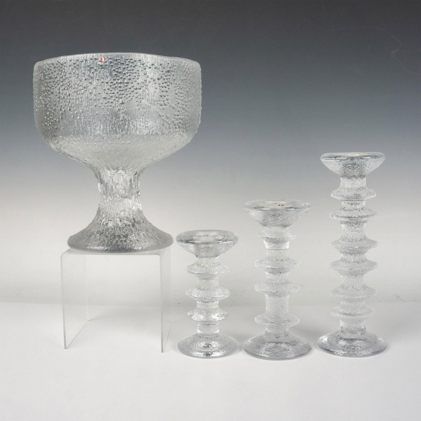 4pc Iittala Glass by Candlesticks and Footed Bowl, Festivo (1 of 6)