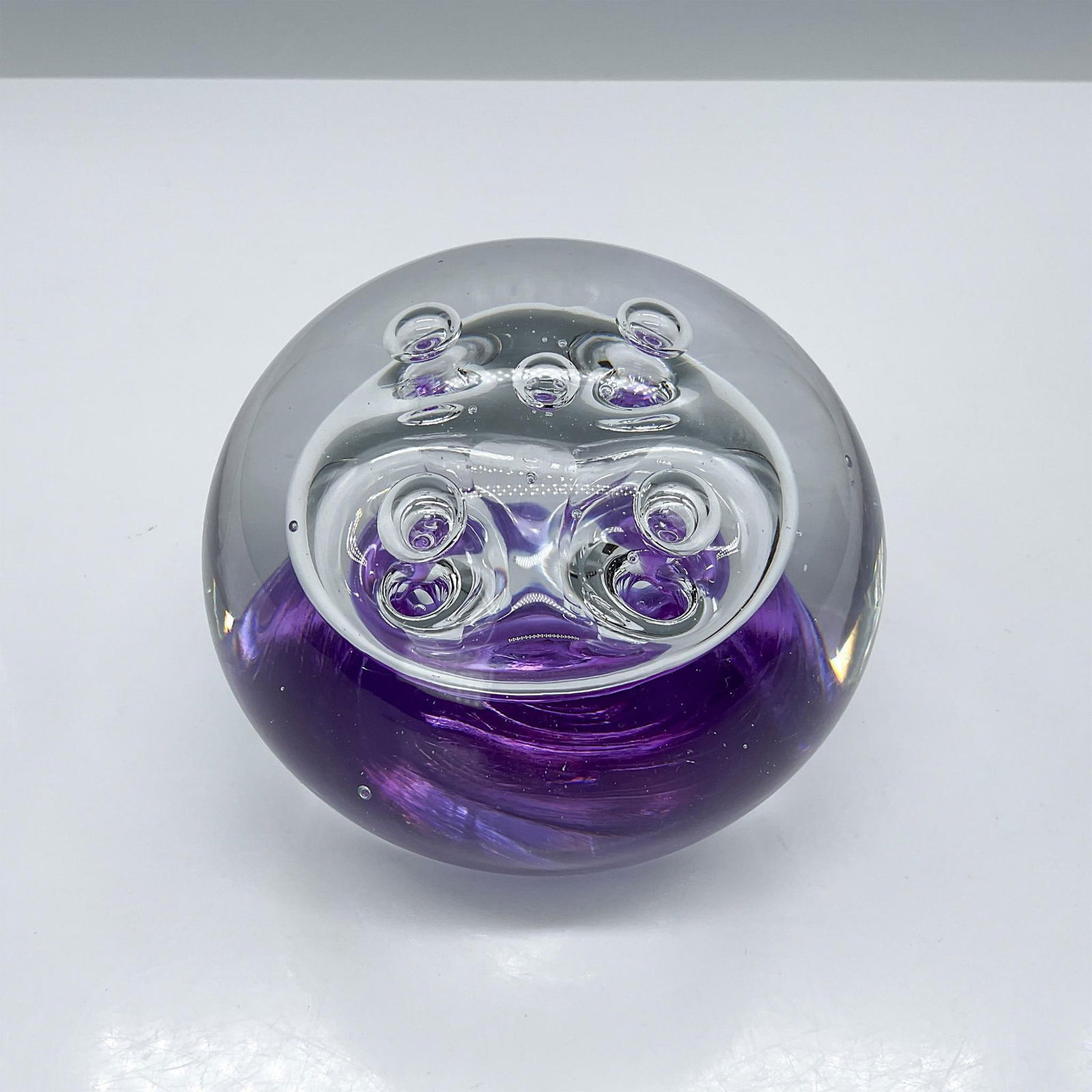 Dynasty Gallery Art Glass Paperweight, Purple/Clear Bubbles (1 of 3)