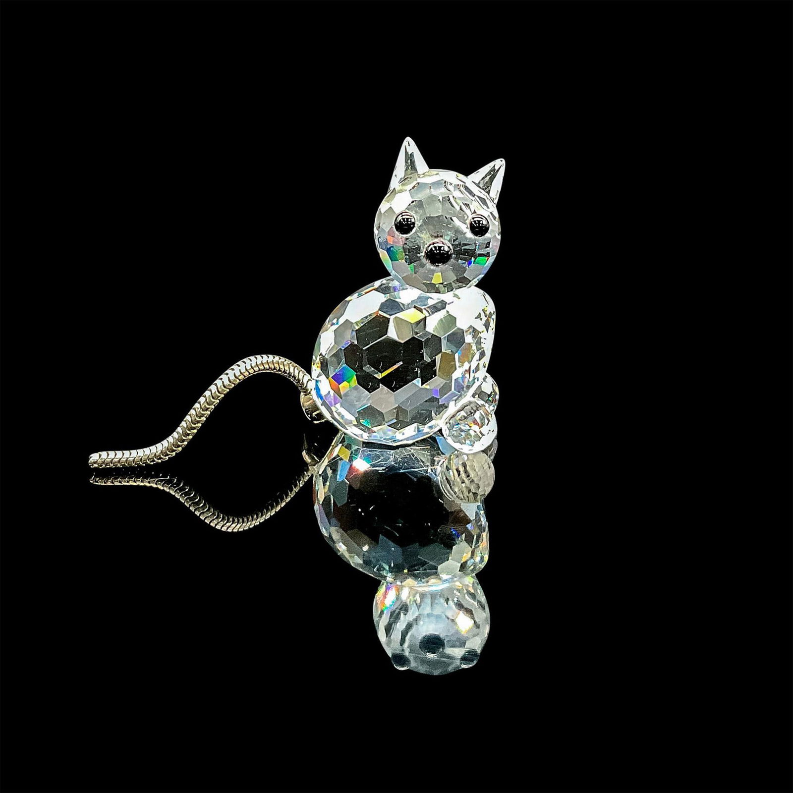 Swarovski Silver Crystal Figurine, Mini Cat (1 of 4)