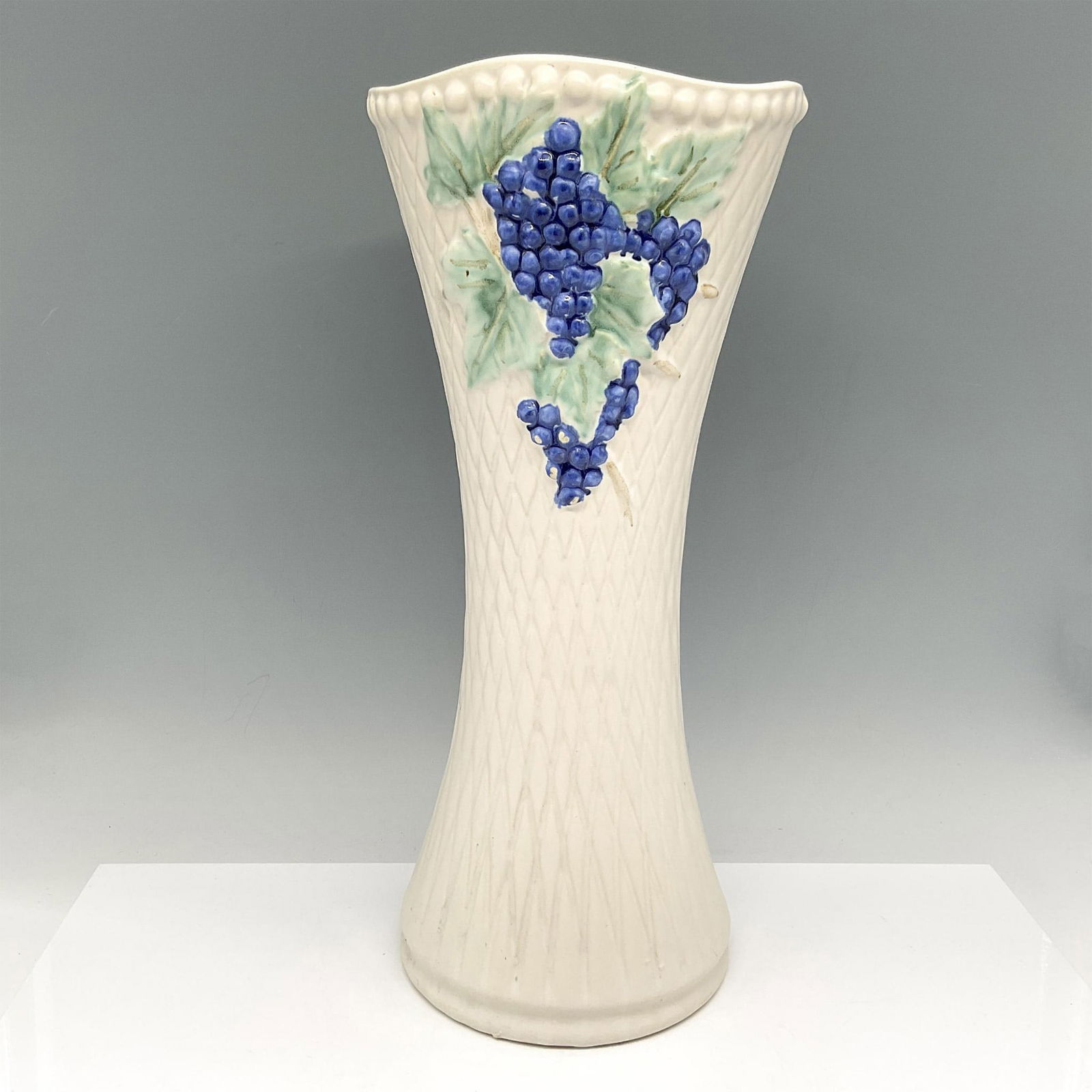 Vintage McCoy Ceramic Pottery Vase, Lattice with Grapes 14" (1 of 3)