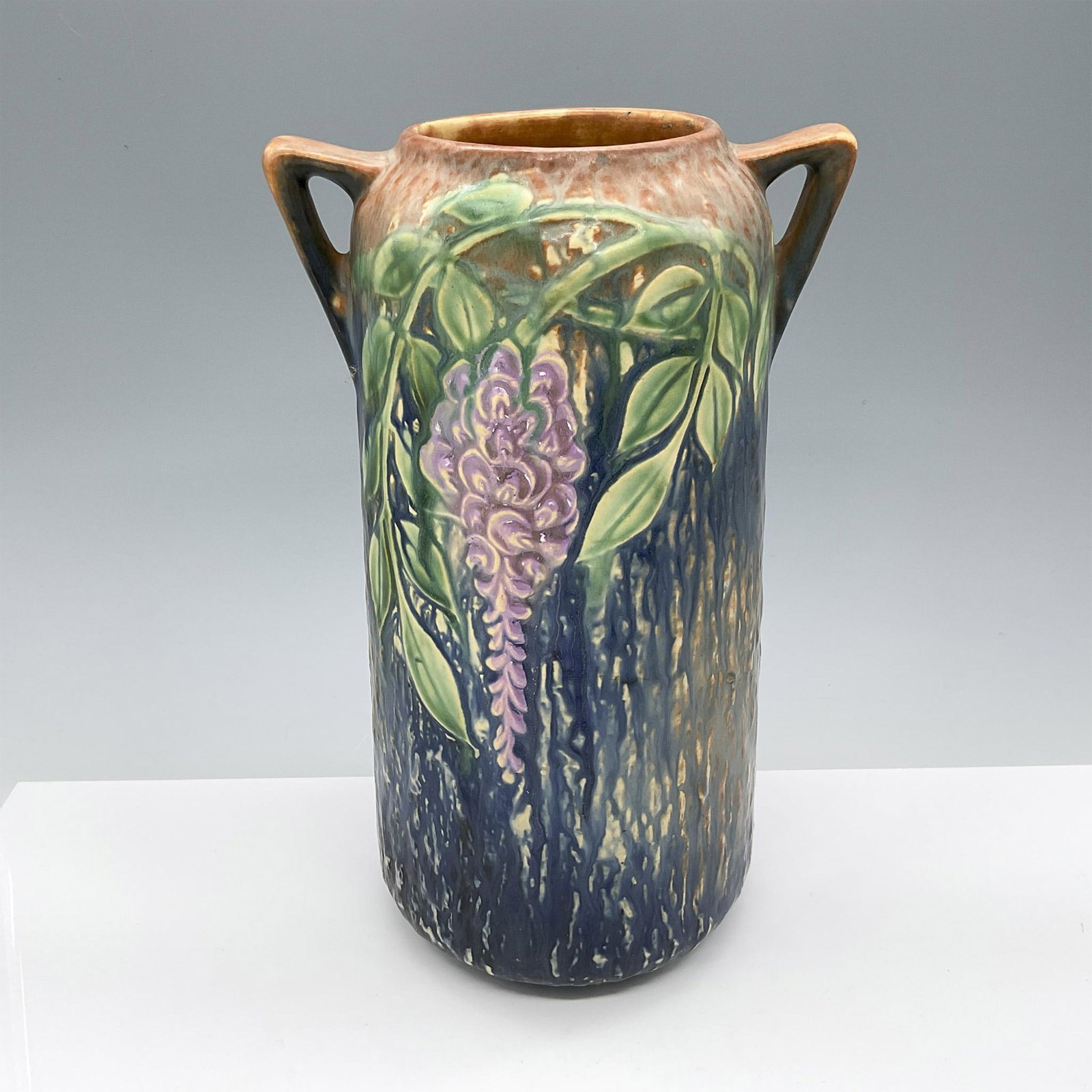 Roseville Pottery Tall Double Handled Vase, Blue Wisteria (1 of 4)
