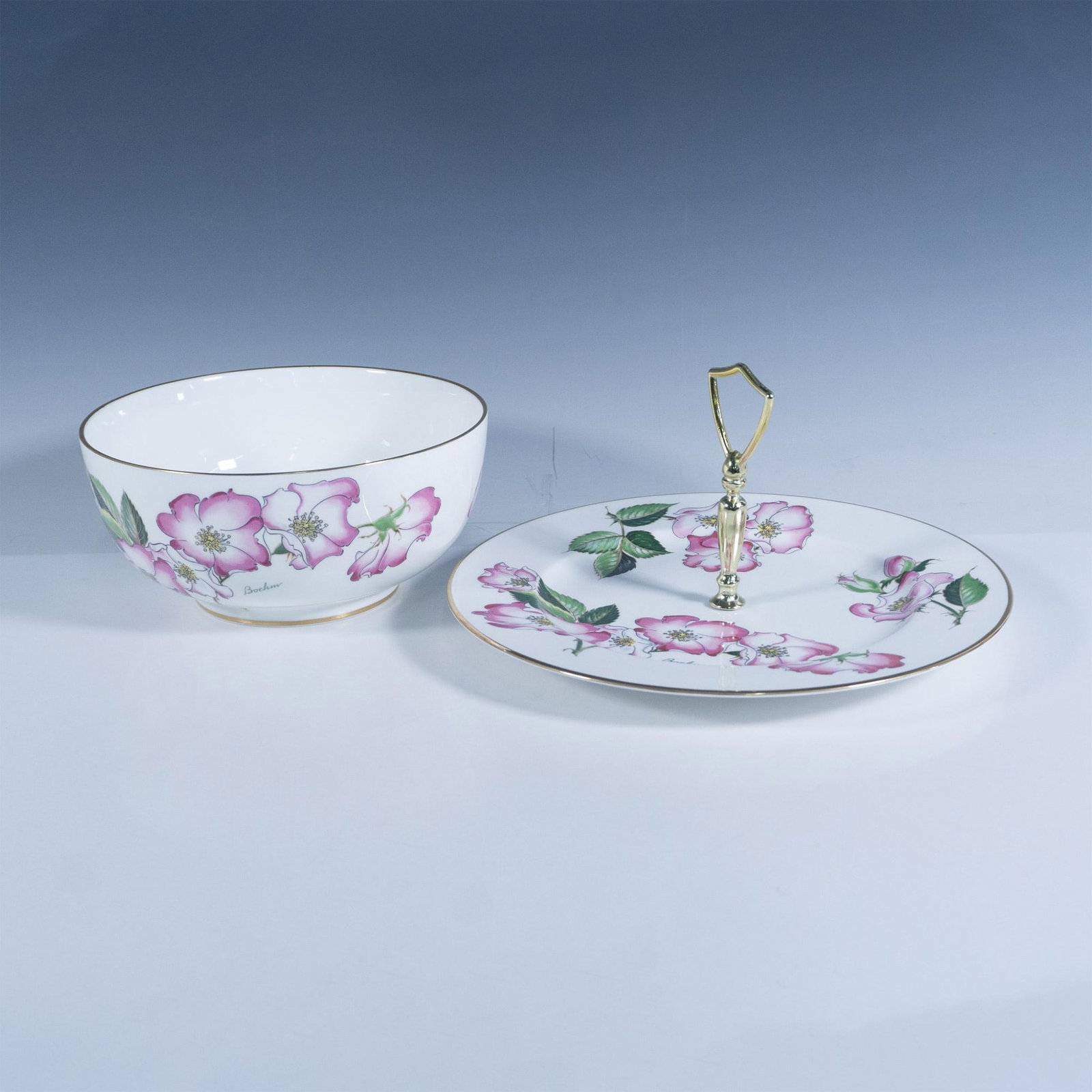 2pc Boehm Porcelain Serving Bowl + Tray, Ballerina Rose (1 of 3)